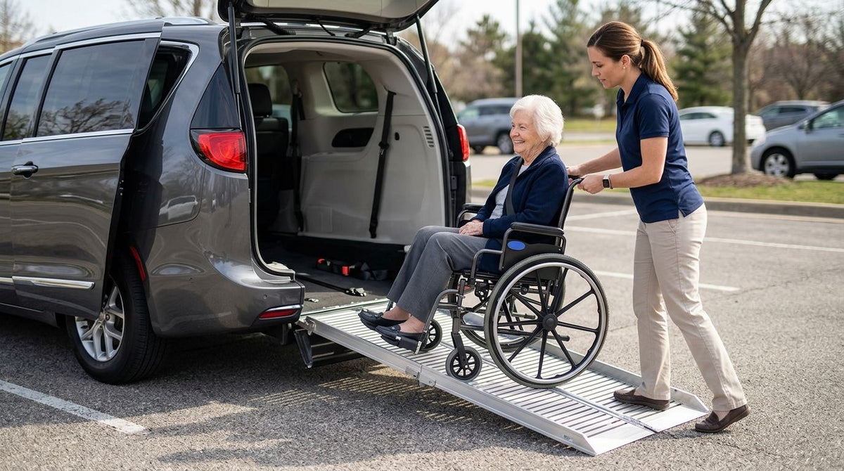 Transporting a wheelchair with a vehicle ramp: setup guide