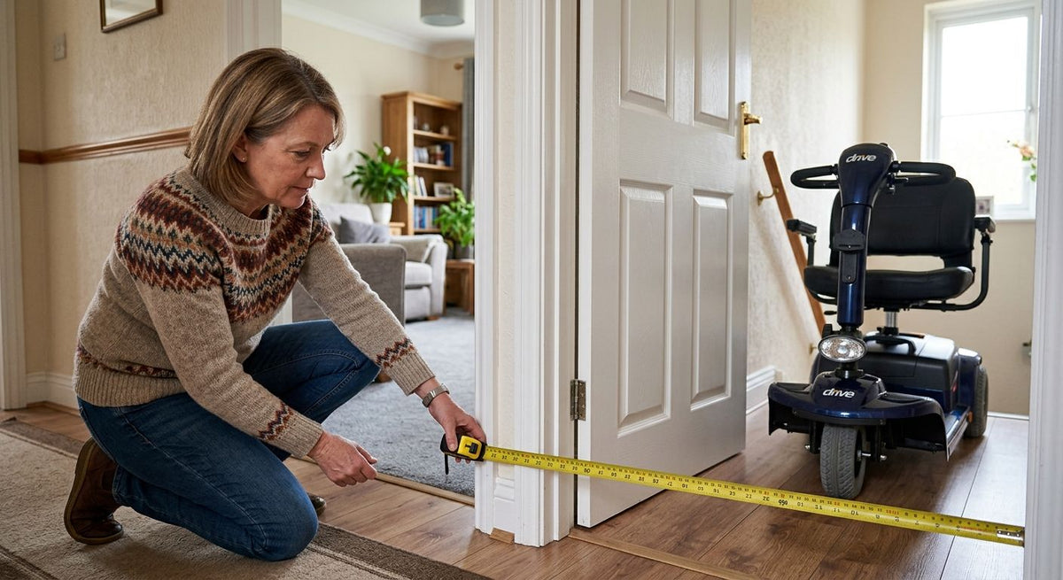 Measuring doorways for mobility scooter access at home