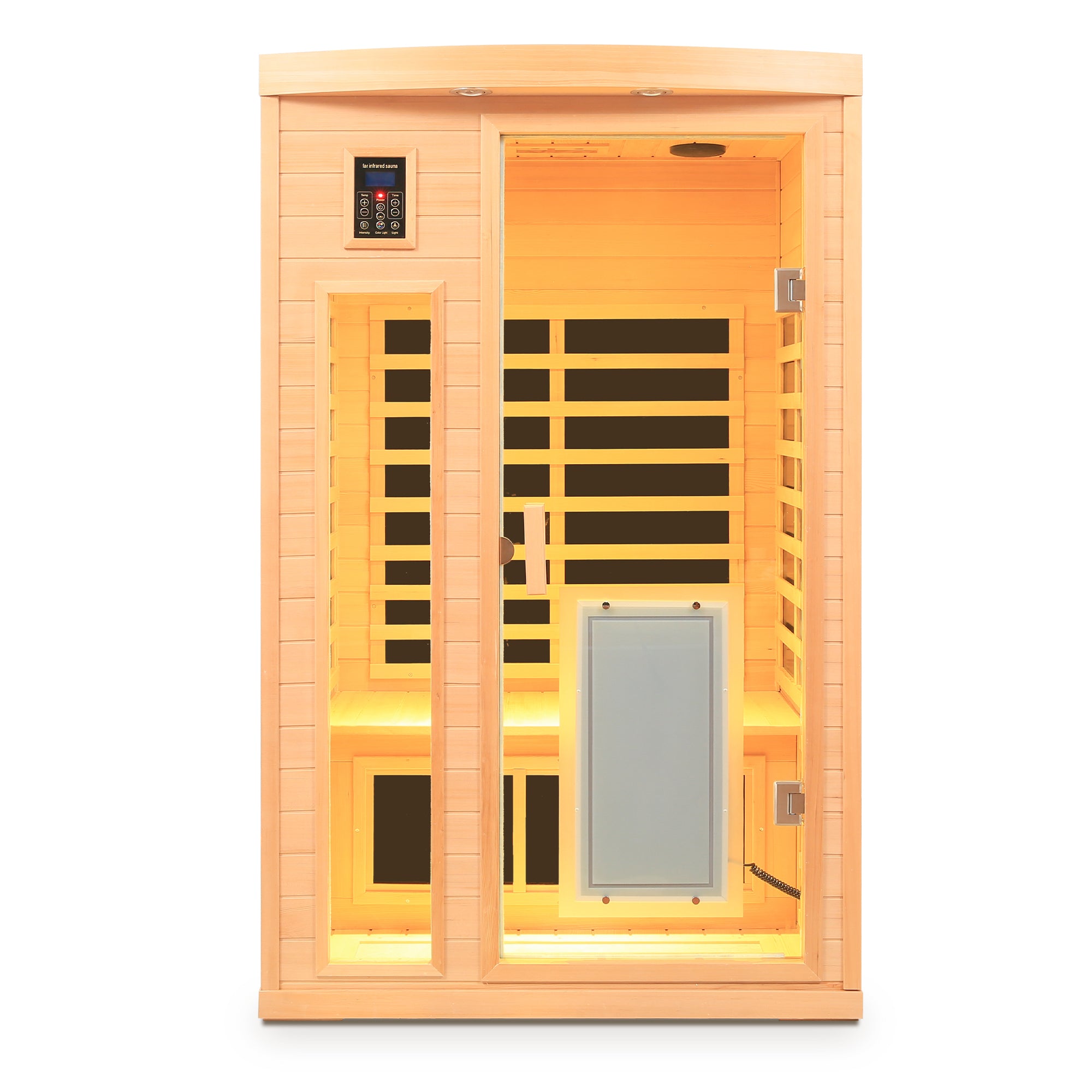 Low EMF Hemlock Far-Infrared 2-Person Indoor Sauna with Glass Door Heater