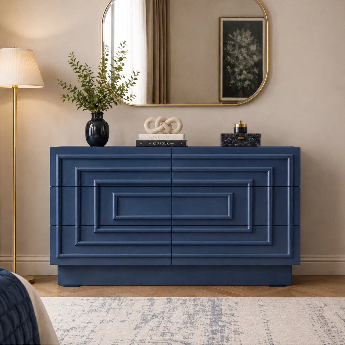 57.2" 6-Drawer Modern Dresser