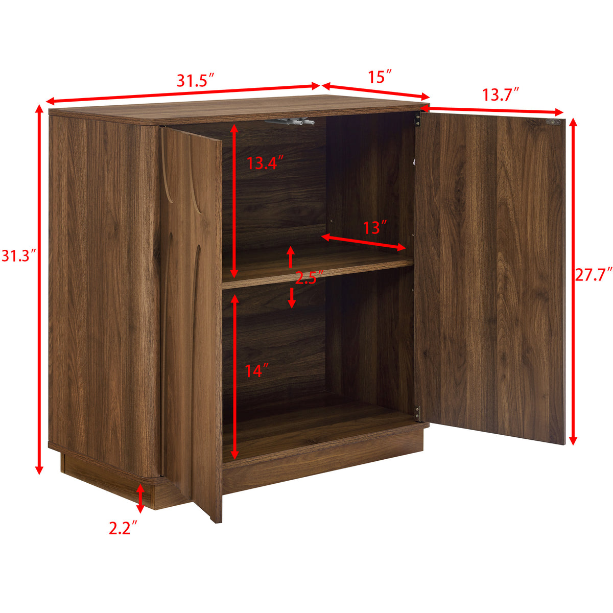 Modern 2-Door Freestanding Storage Cabinet