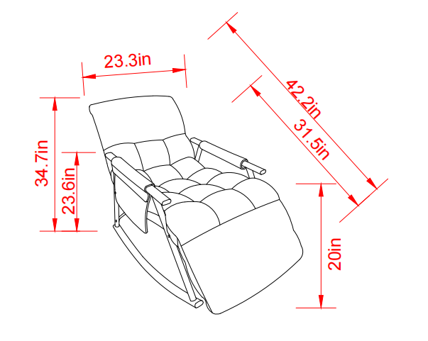 Upholstered Folding Rocking Chair with Adjustable Footrest