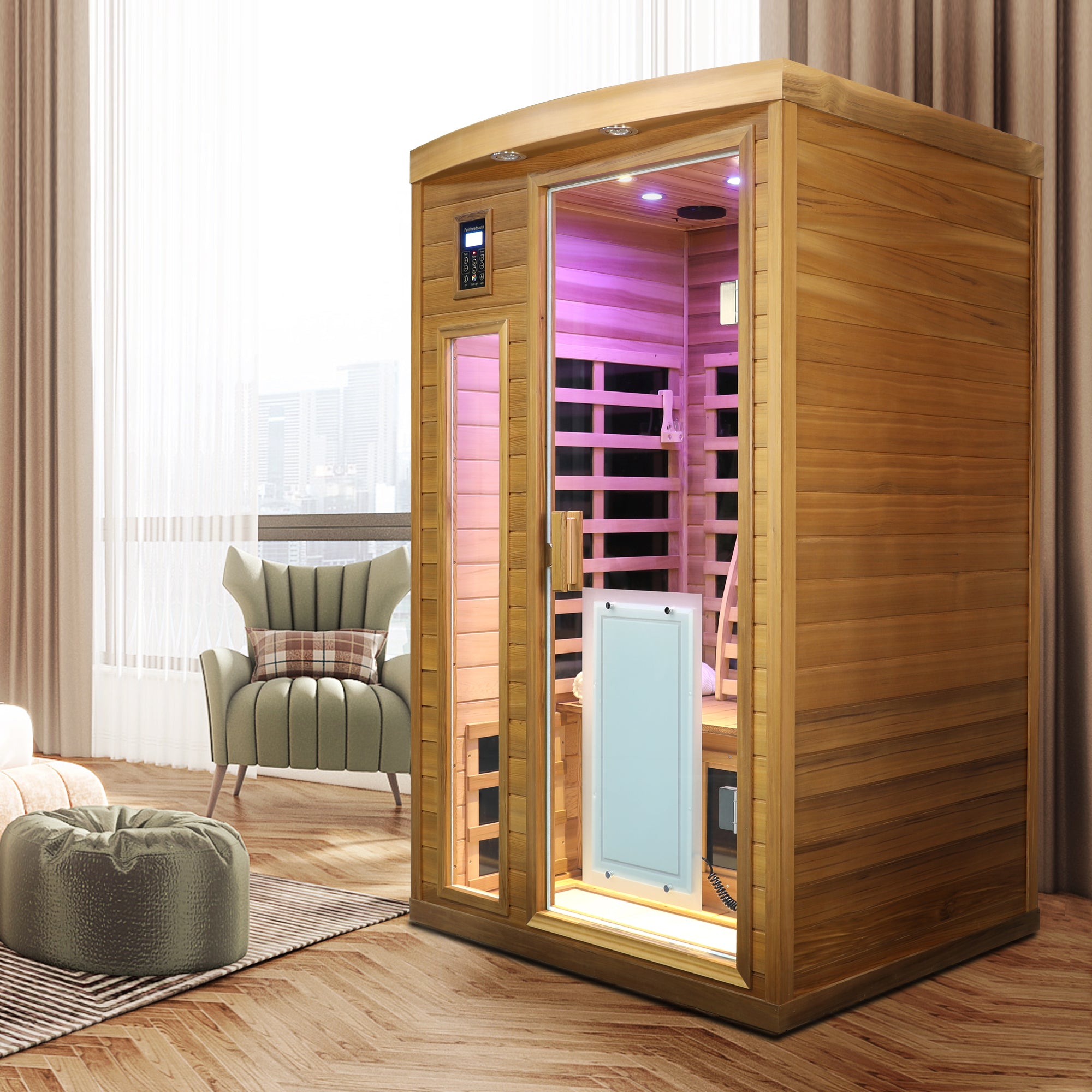 Low EMF 2-Person Red Cedar Far-Infrared Indoor Sauna