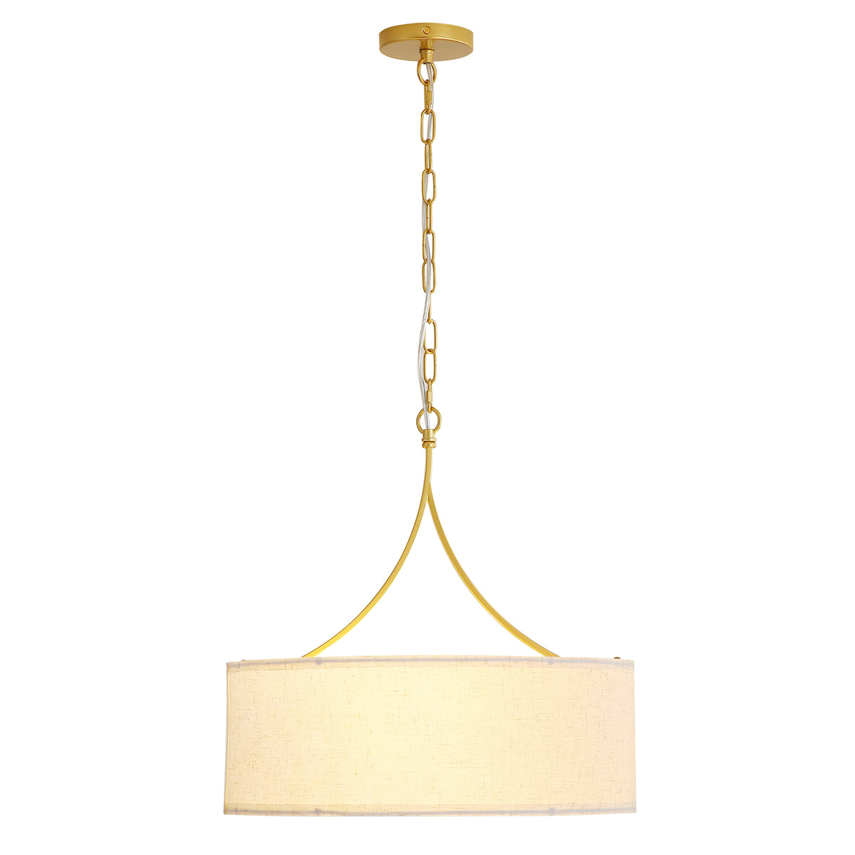 3-Light Gold Drum Pendant Ceiling Light