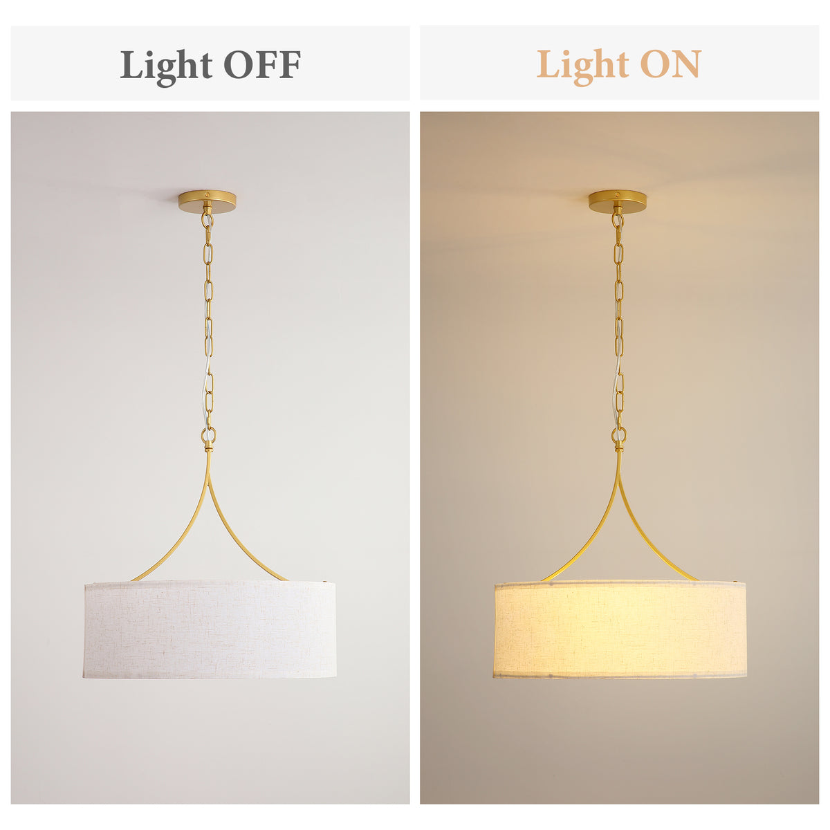 3-Light Gold Drum Pendant Ceiling Light