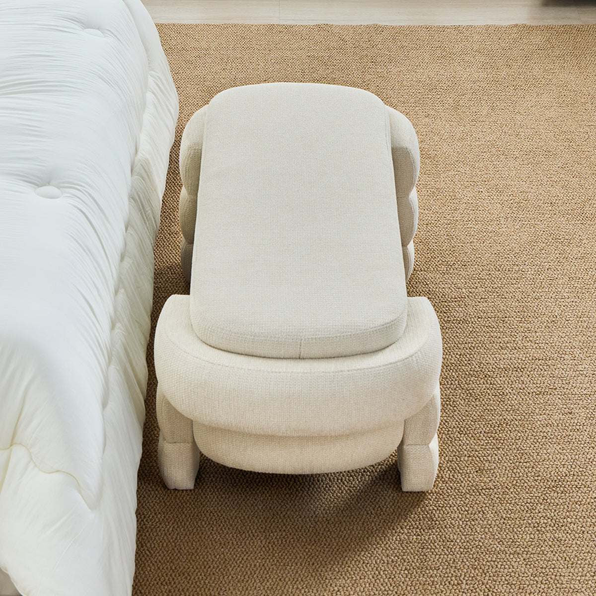 48.8" Chenille Storage Bench with Cushioned Seat