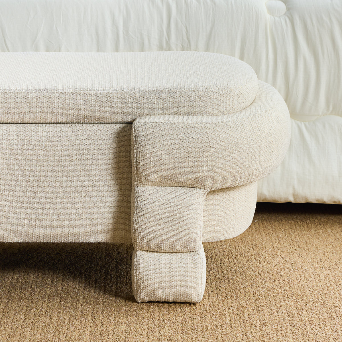 48.8" Chenille Storage Bench with Cushioned Seat