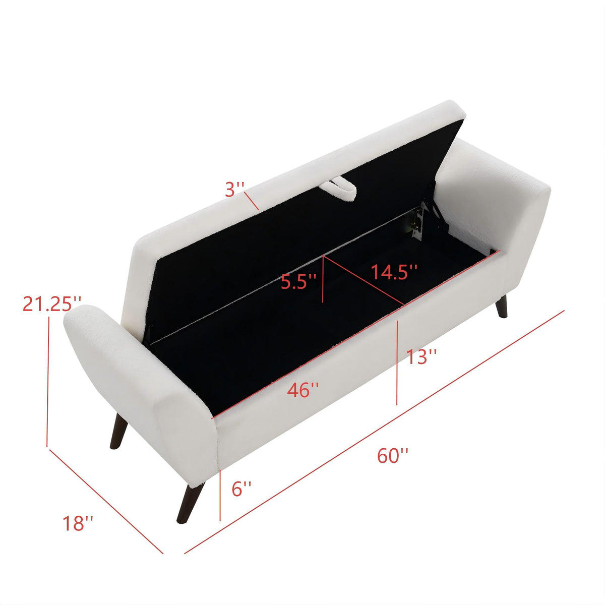 60" Teddy Cream Storage Bench