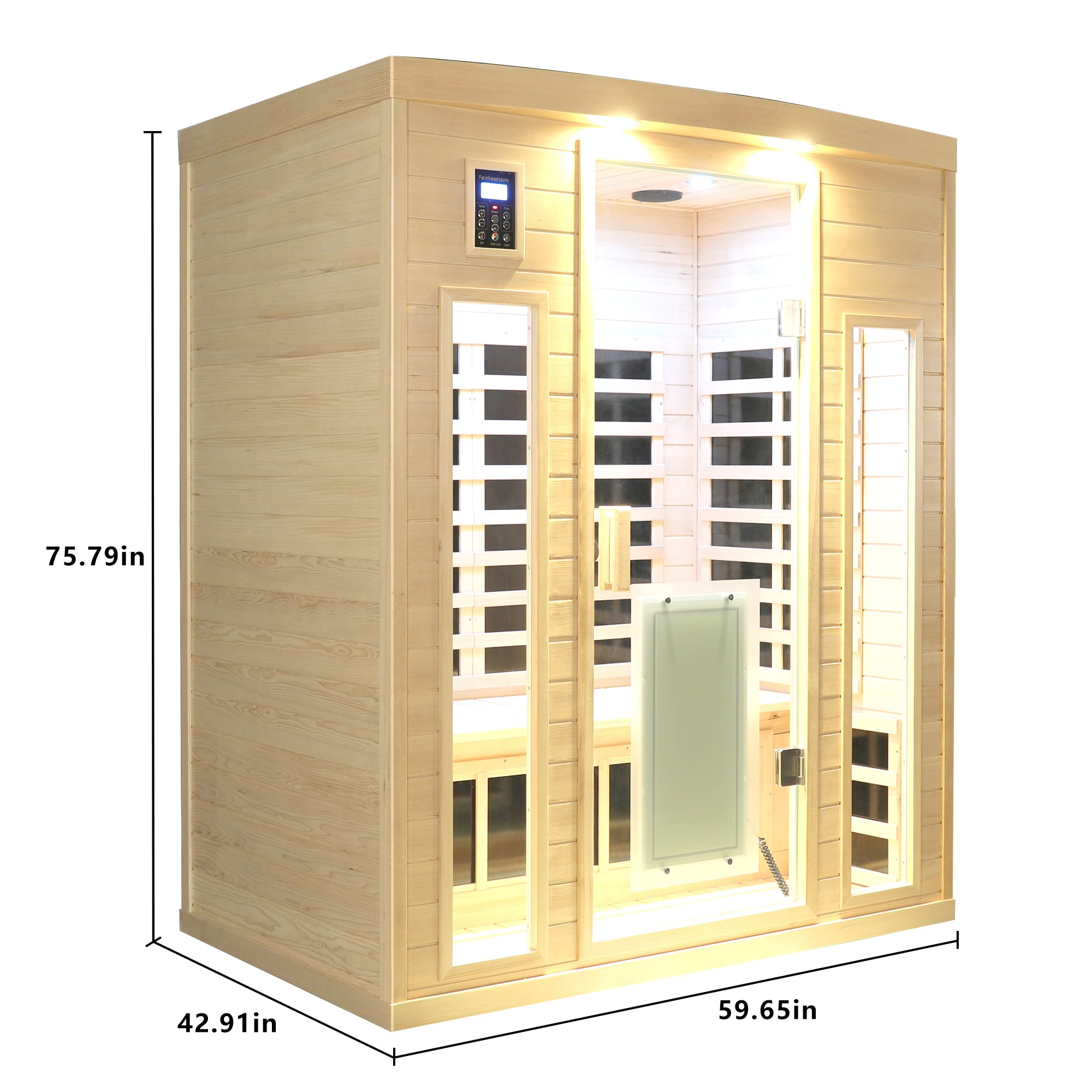 Premium Low EMF 3-Person Hemlock Infrared Sauna – Heated Glass Door Design