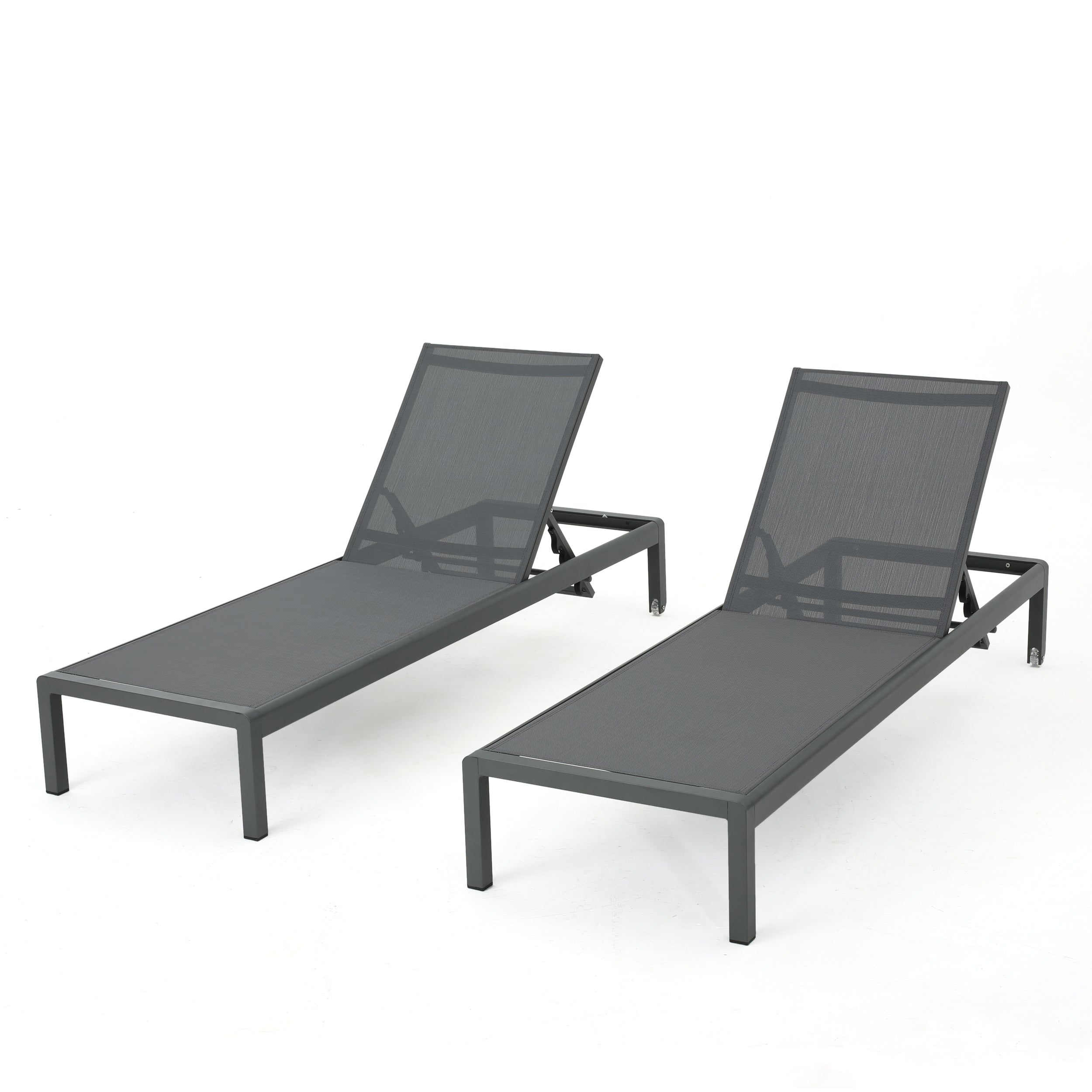 **Cape Coral Gray Chaise Lounge Chairs – Comfortable Outdoor Reclining Chairs, Set of 2**