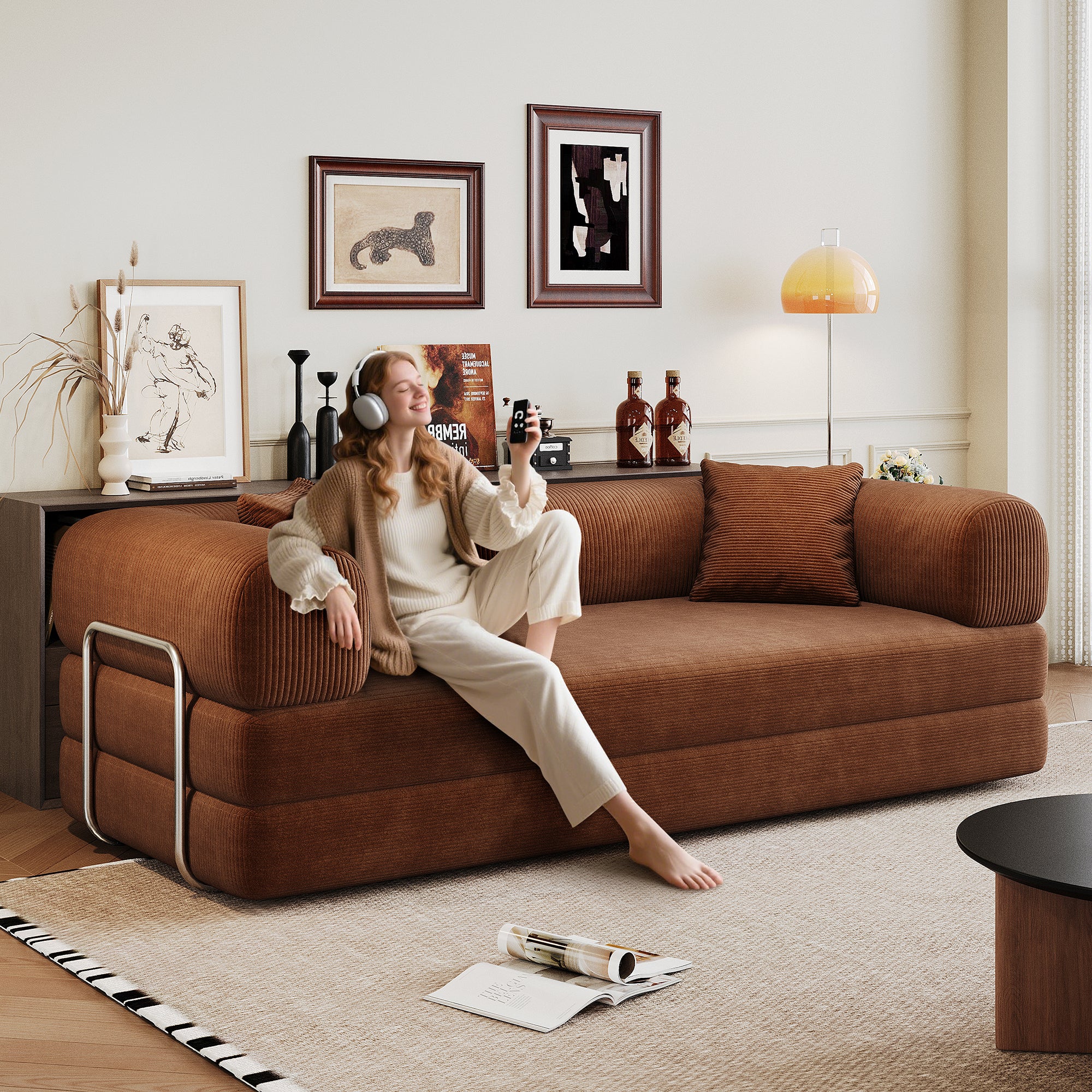 78.8" Compression Sofa Brown
