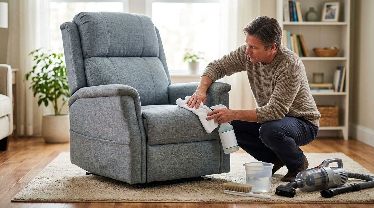 How do you clean a fabric lift chair?