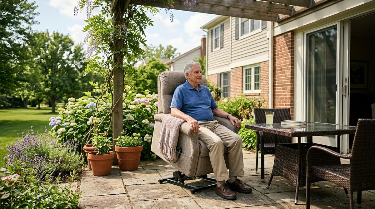 Can a lift chair be used outdoors on a patio?