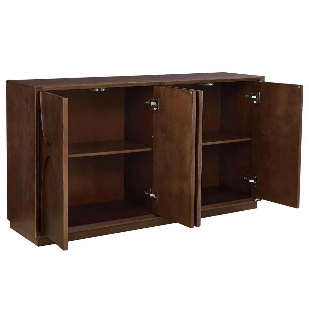 4-Door Accent Cabinet with Carved Wood Doors, Adjustable Shelves & Cable Management