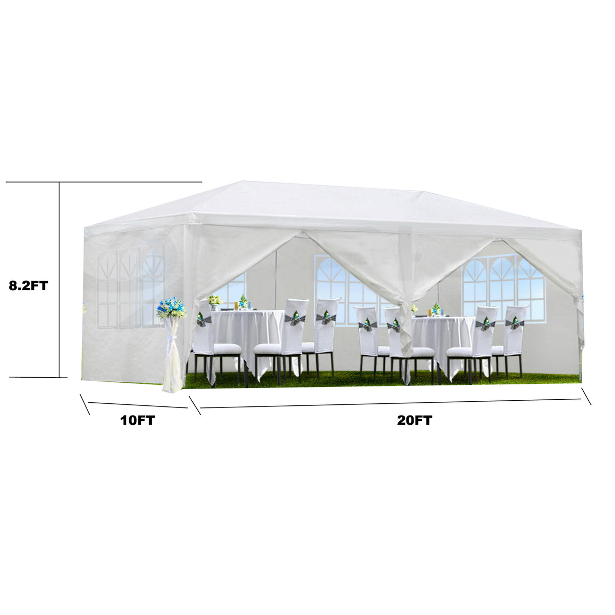 10x20' Outdoor Garden Gazebo Tent with 6 Removable Sidewalls