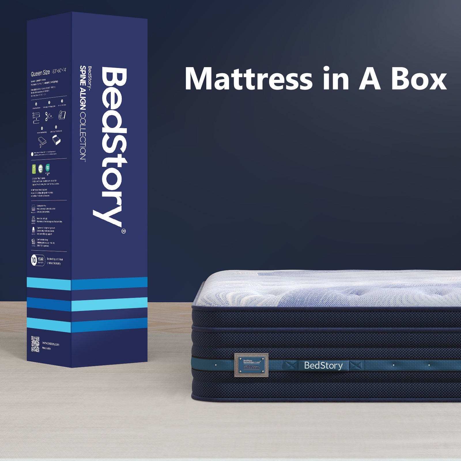 BedStory SpineAlign 12" Queen Firm Cooling Hybrid Mattress