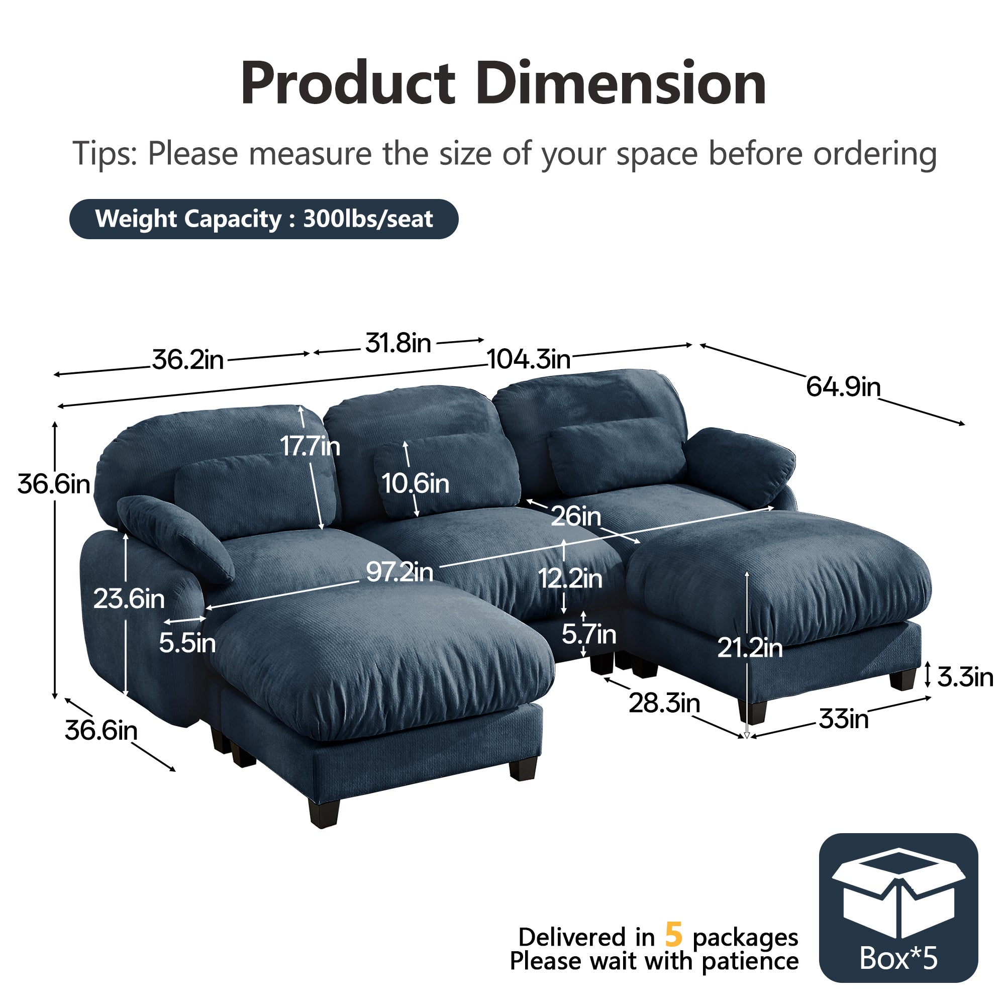 Cloudmere Modern Chenille Modular Sofa