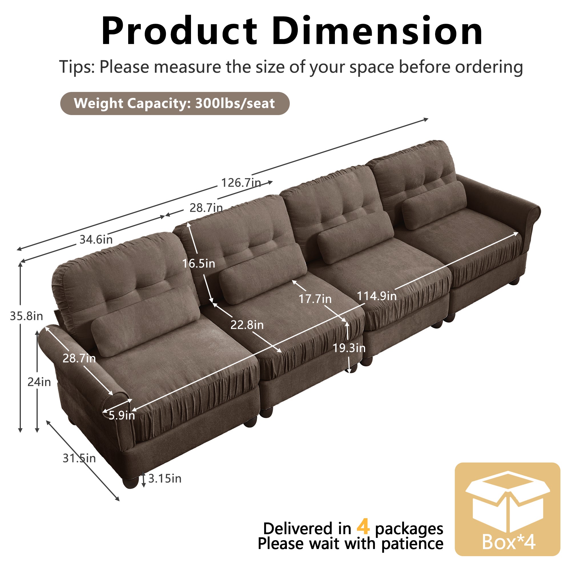 Roselle Classic Chenille Modular Sofa