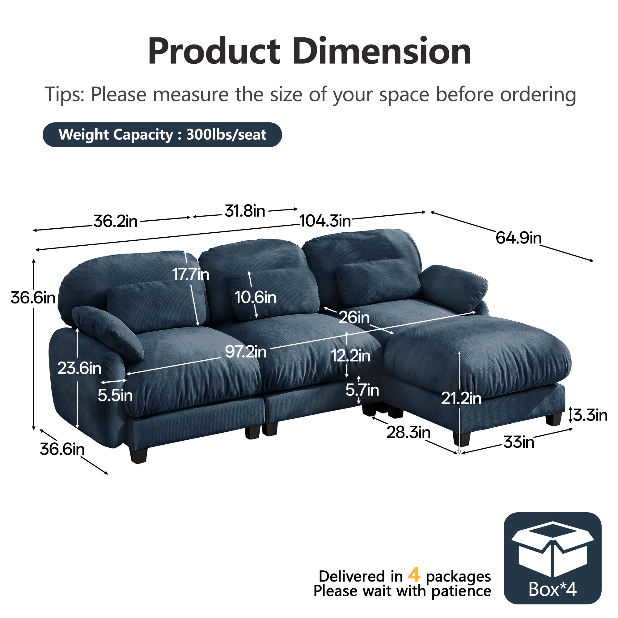 Cloudmere Modern Chenille Modular Sofa