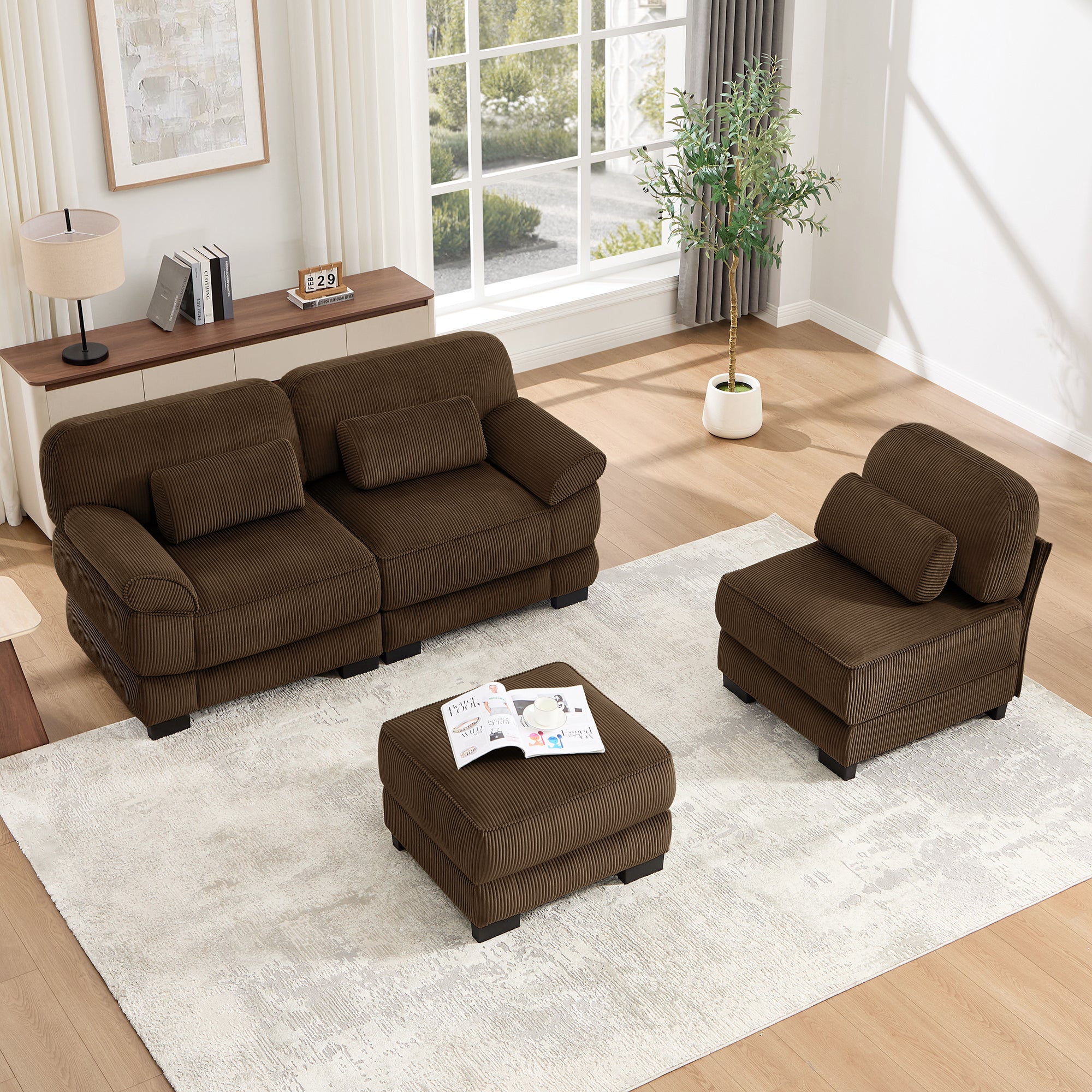 Lunaro Luxe Ribbed Corduroy Modular Sofa