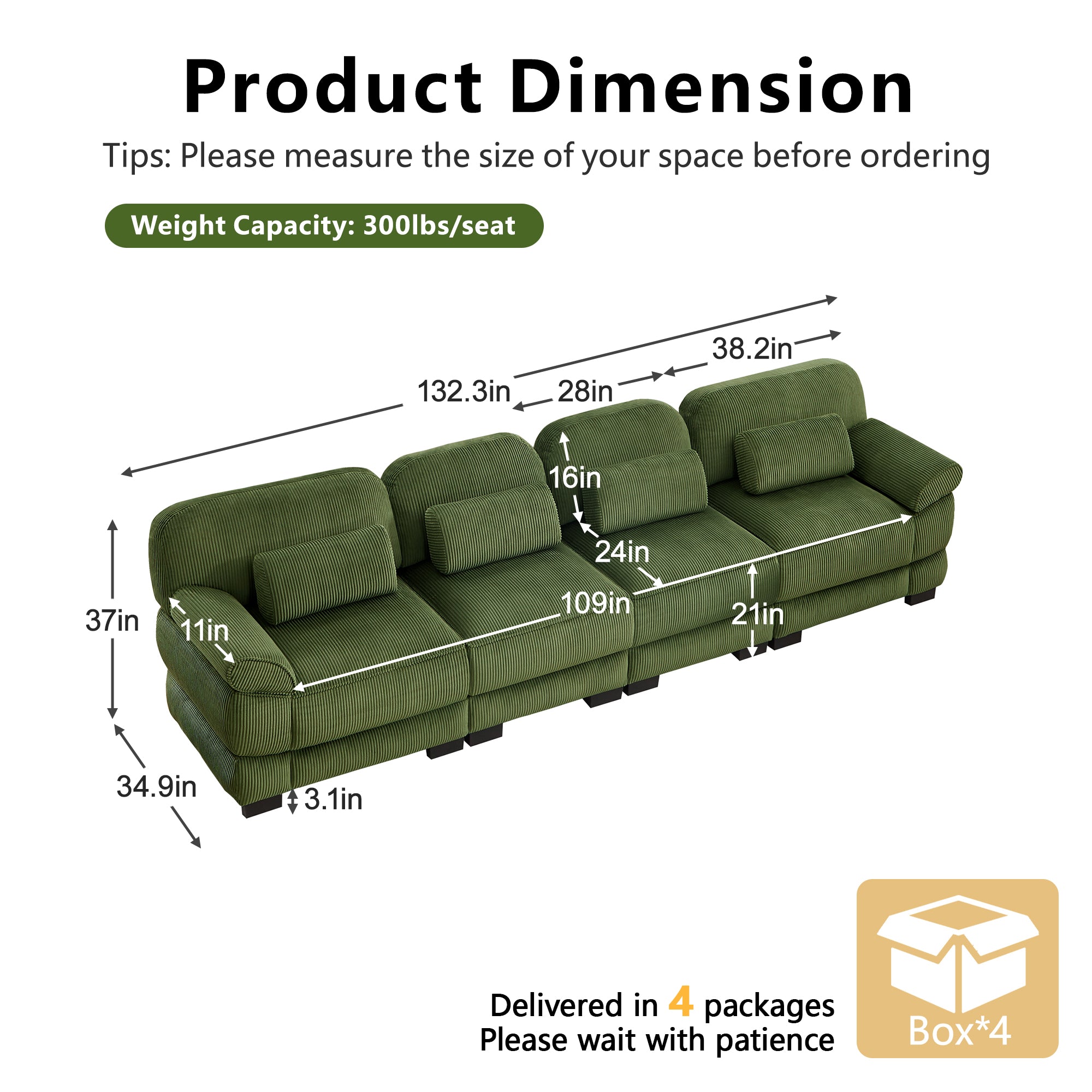 Lunaro Luxe Ribbed Corduroy Modular Sofa
