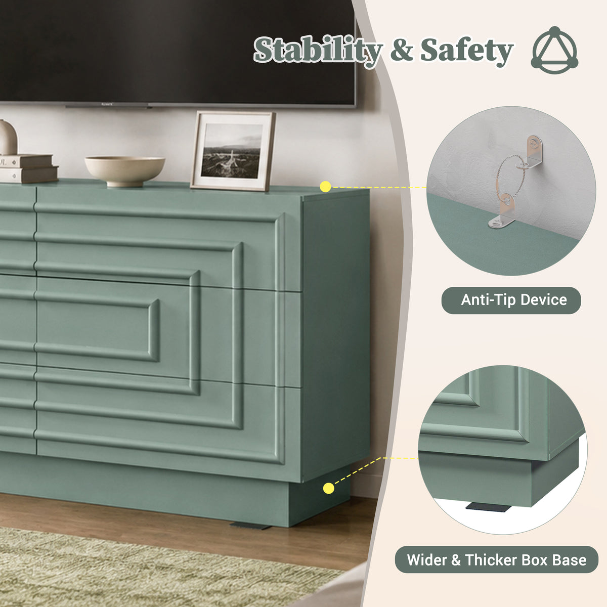 57.2" 6-Drawer Modern Dresser