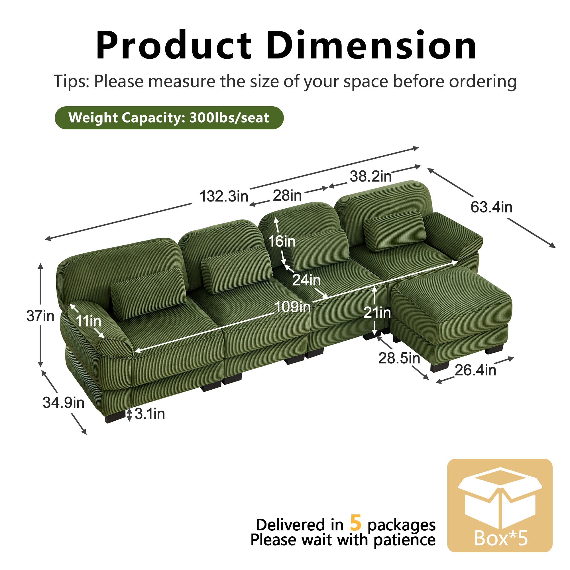 Lunaro Luxe Ribbed Corduroy Modular Sofa