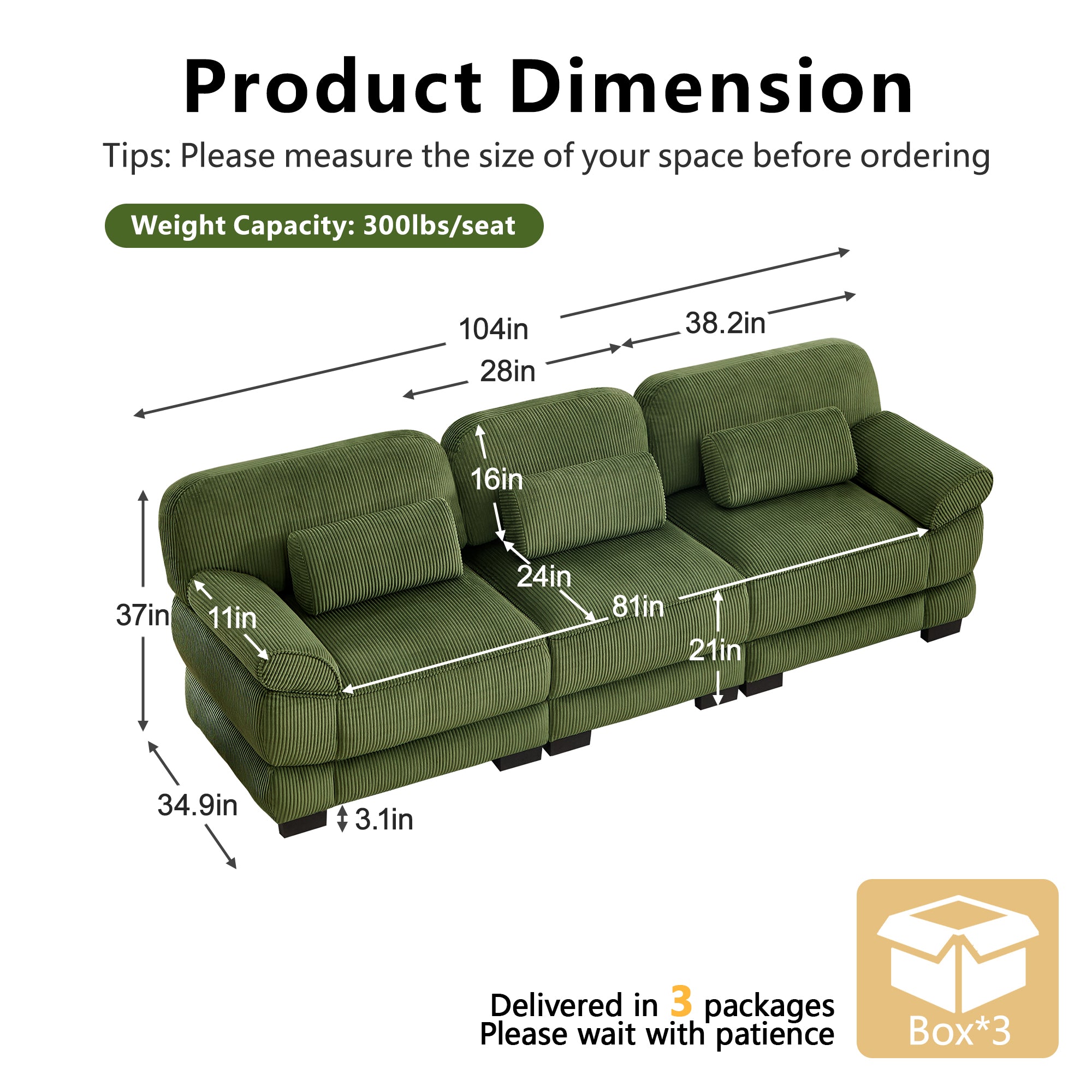 Lunaro Luxe Ribbed Corduroy Modular Sofa