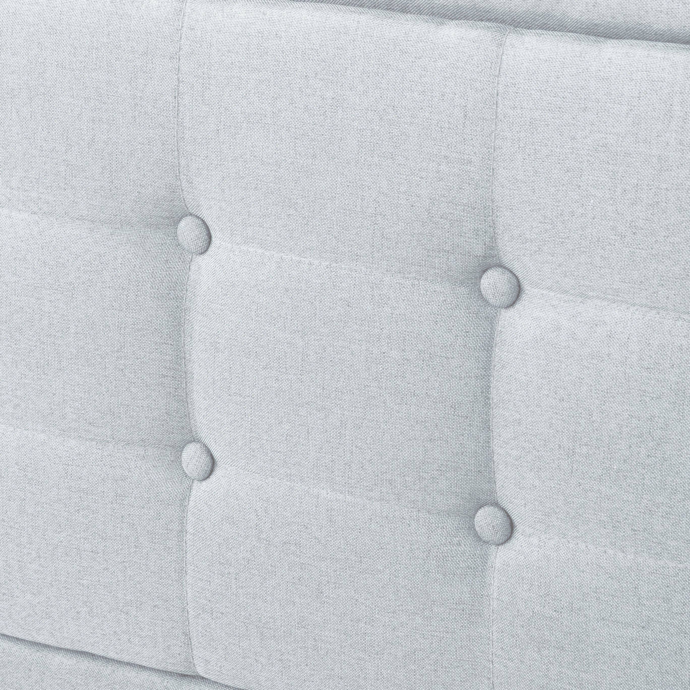 Queen Upholstered Platform Bed Frame – Easy Assembly, Light Gray
