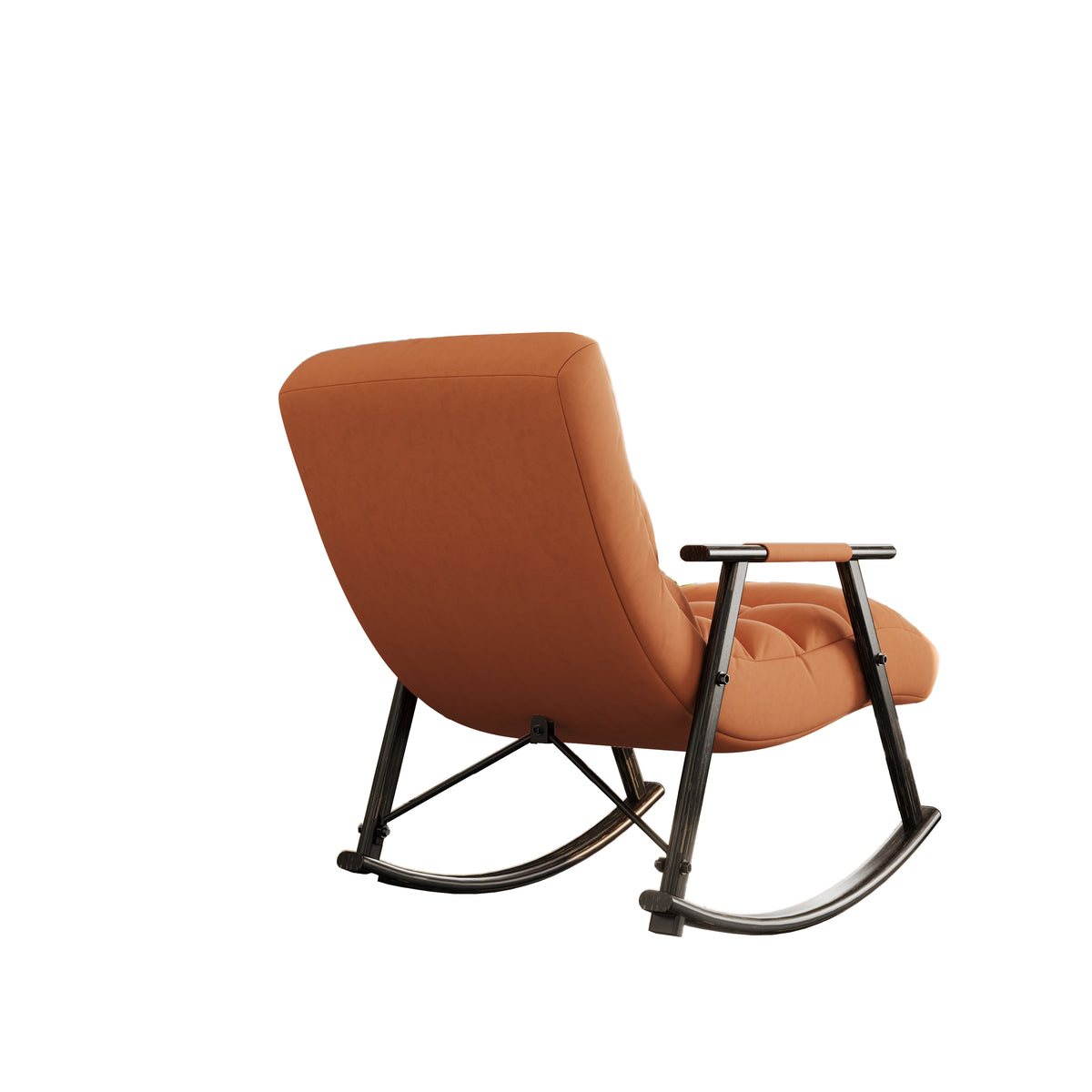 Upholstered Folding Rocking Chair with Adjustable Footrest