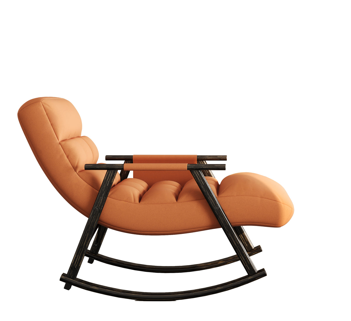 Upholstered Folding Rocking Chair with Adjustable Footrest