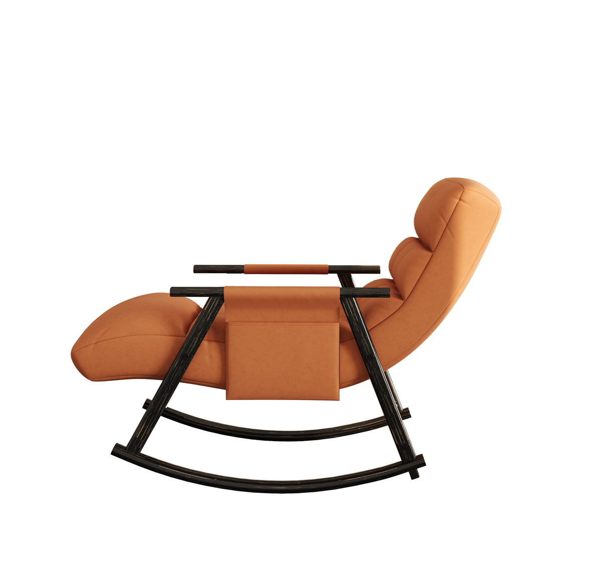 Upholstered Folding Rocking Chair with Adjustable Footrest