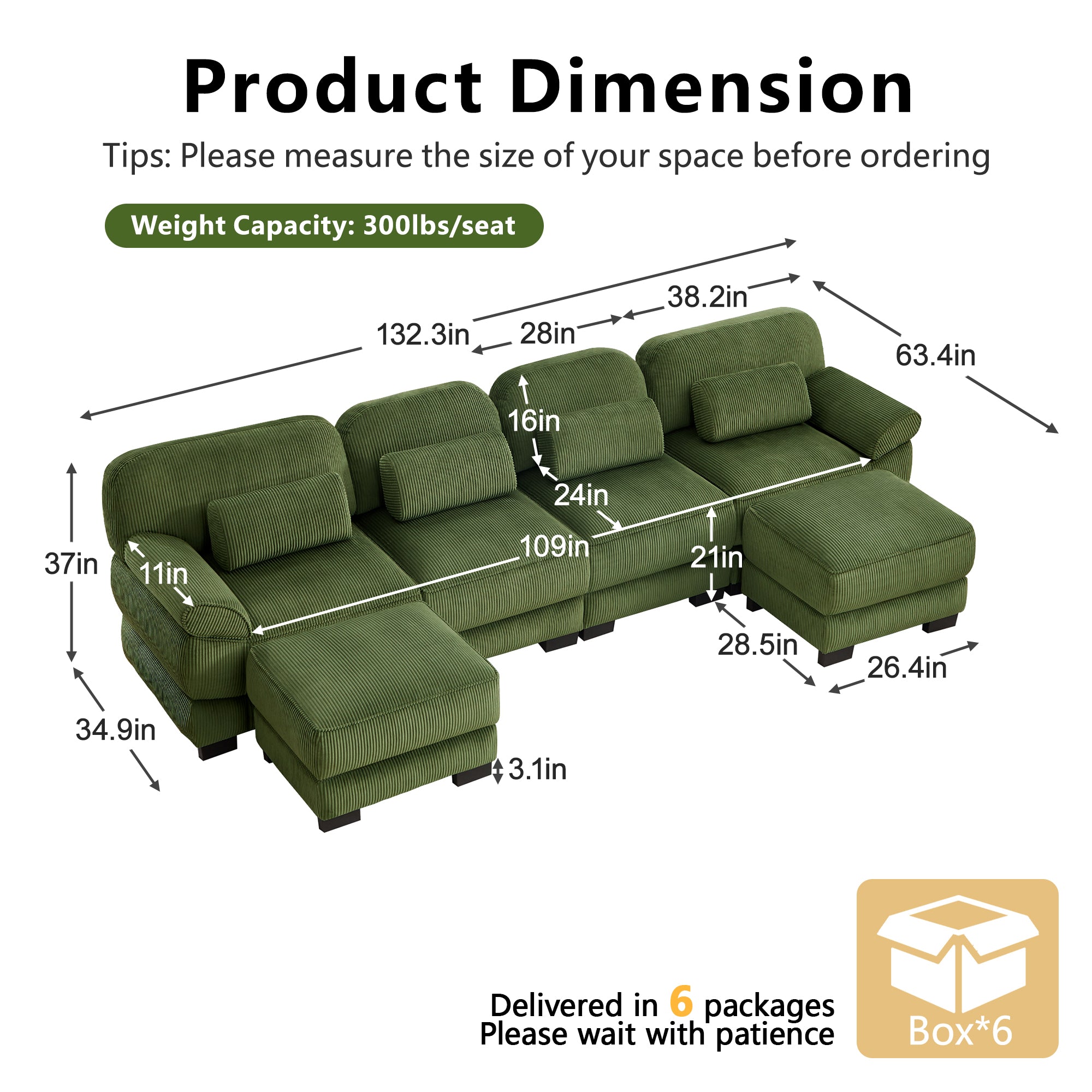 Lunaro Luxe Ribbed Corduroy Modular Sofa