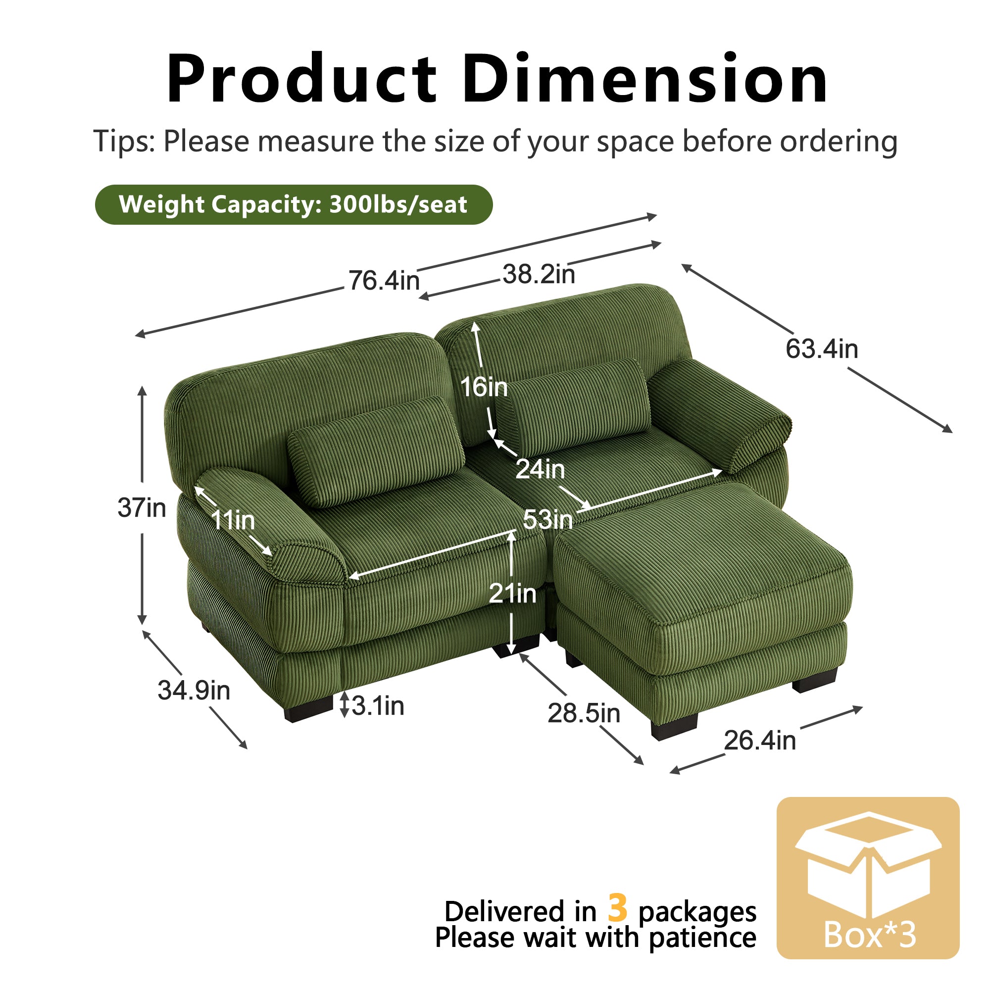 Lunaro Luxe Ribbed Corduroy Modular Sofa