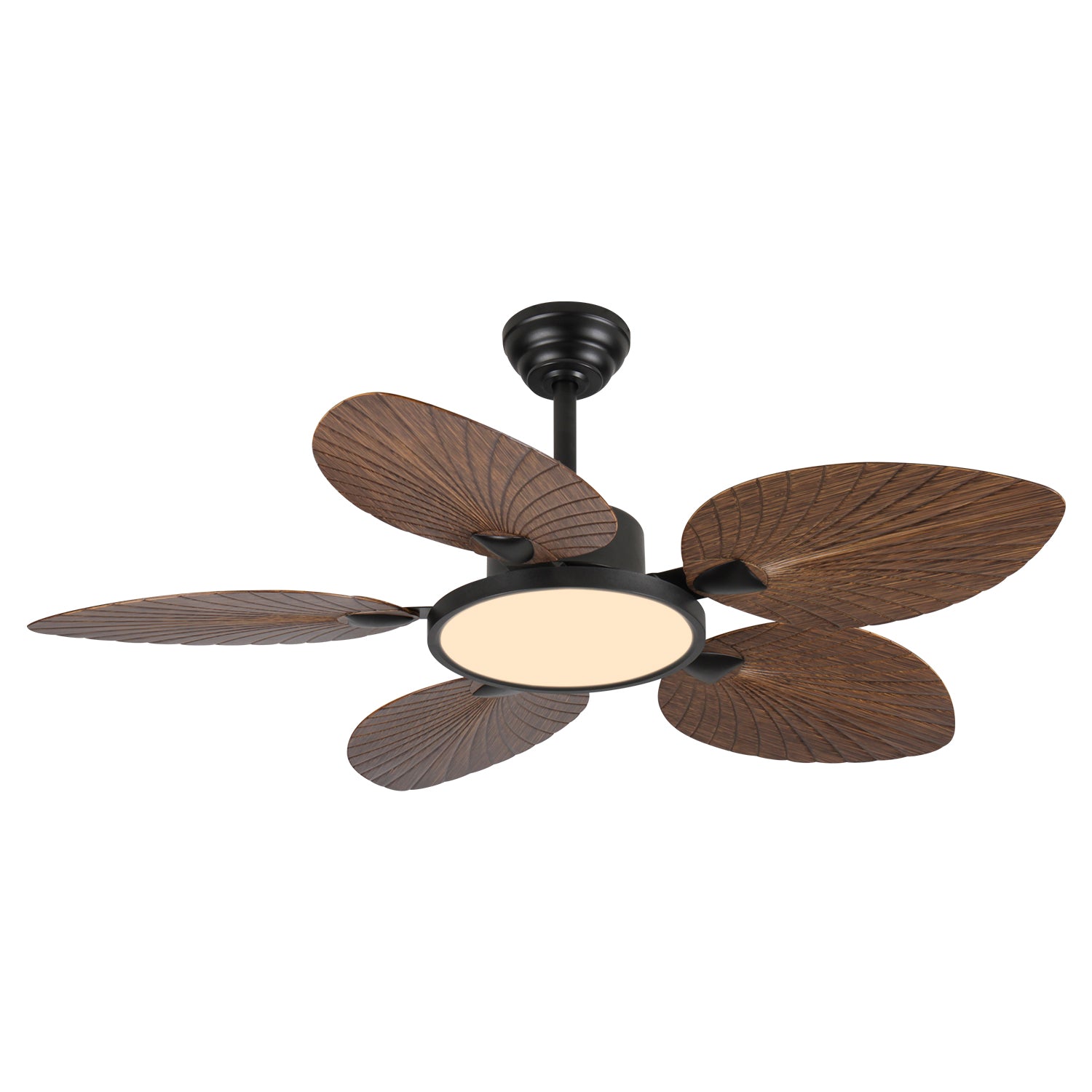 52" Tropical Palm Leaf Ceiling Fan with LED Lights & Remote Control – Decorative Indoor Ceiling Fan for Bedroom, Living Room & Patio