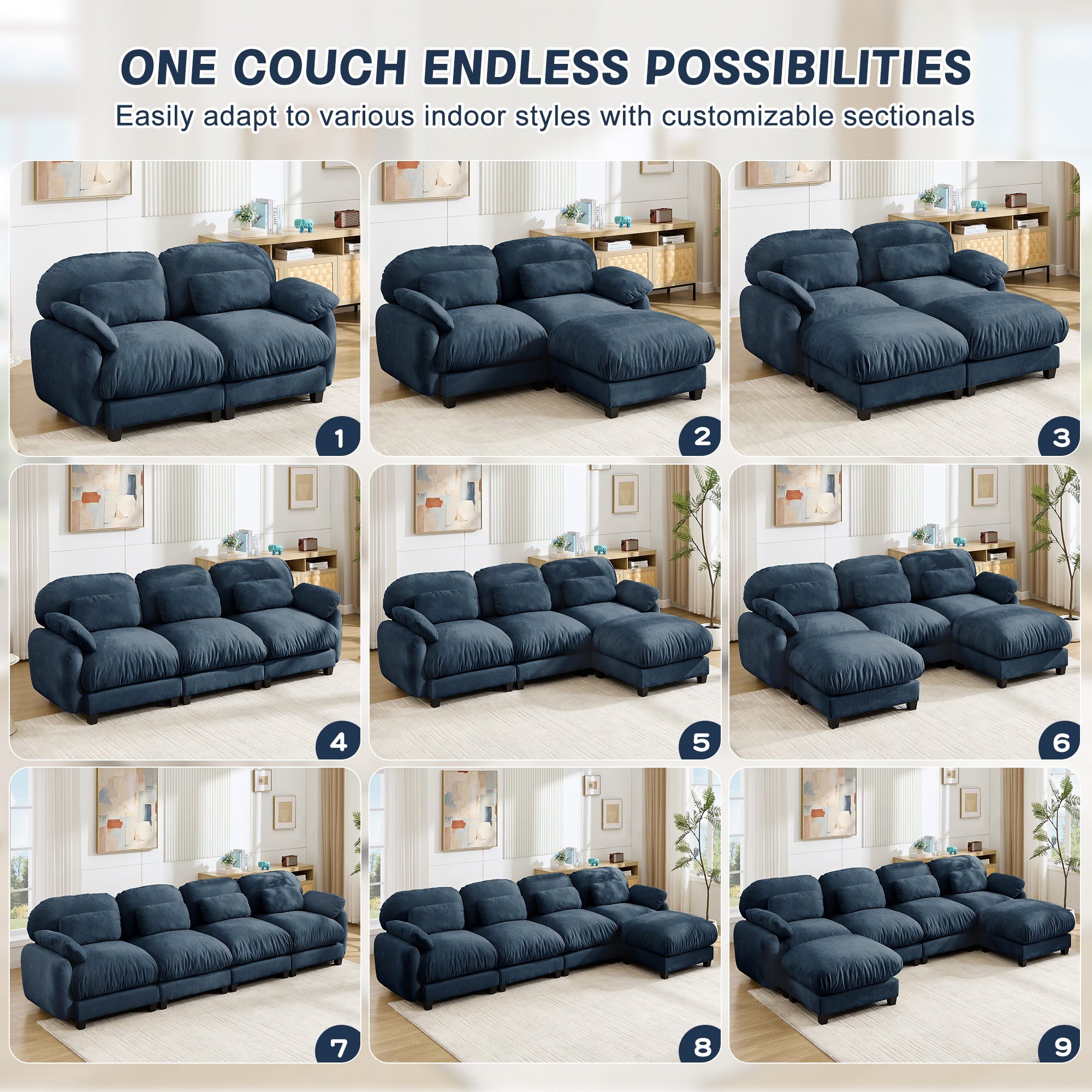 Cloudmere Modern Chenille Modular Sofa