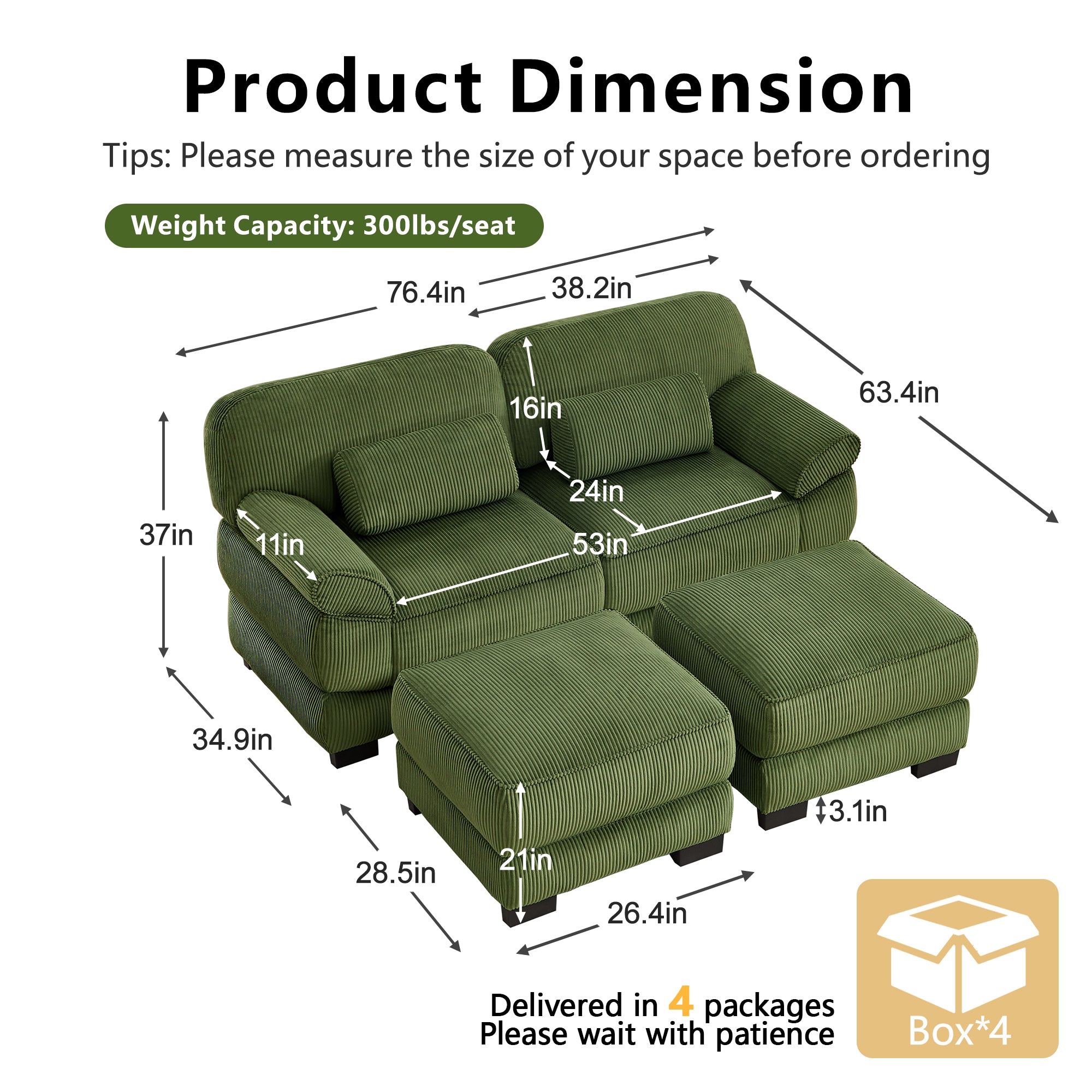 Lunaro Luxe Ribbed Corduroy Modular Sofa
