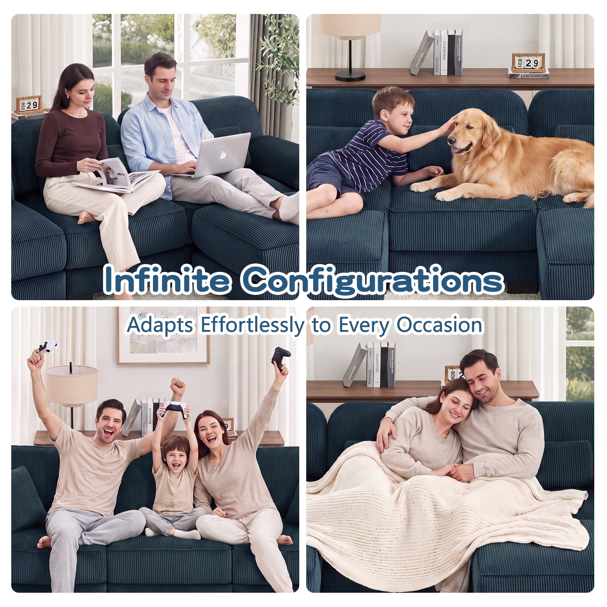Lunaro Luxe Ribbed Corduroy Modular Sofa