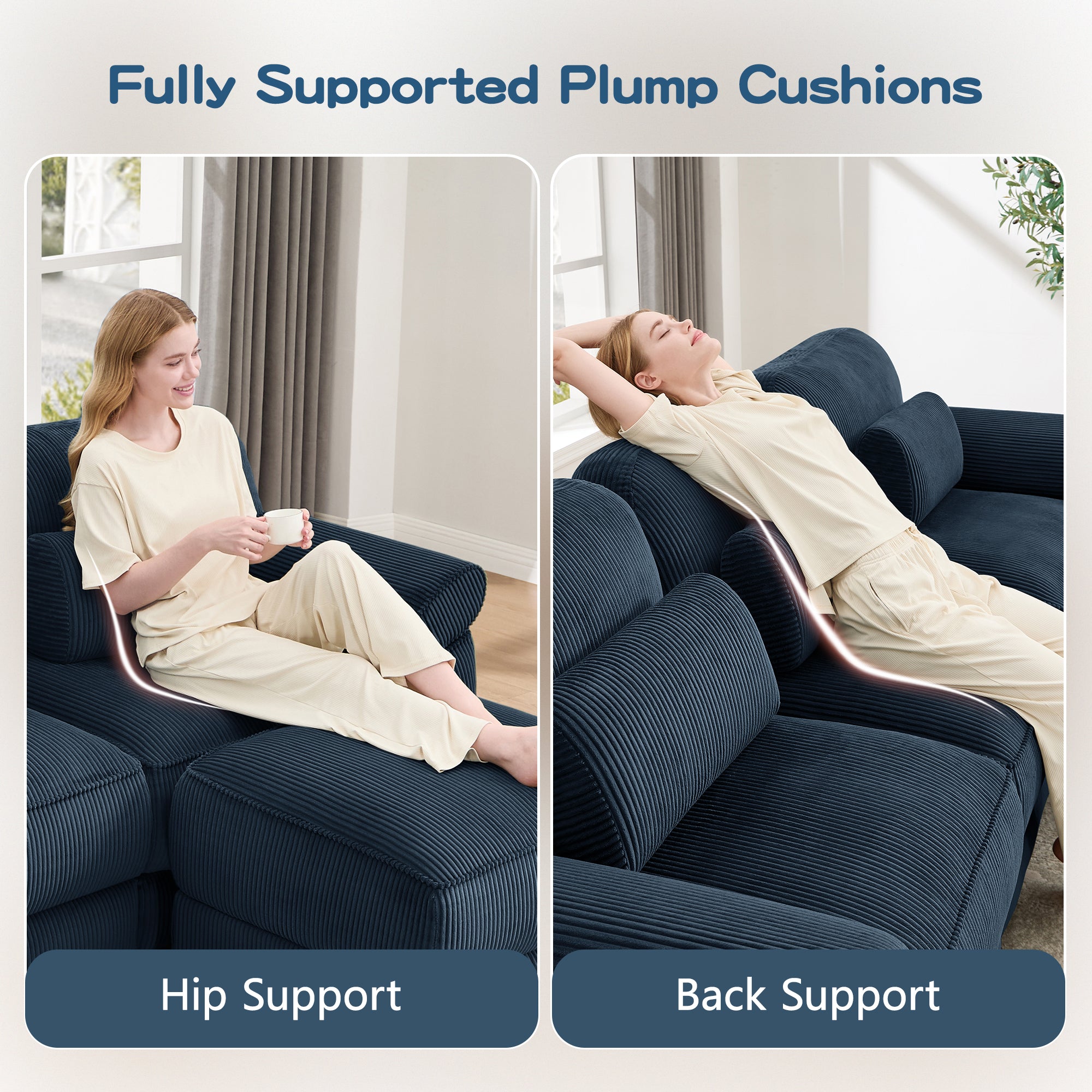 Lunaro Luxe Ribbed Corduroy Modular Sofa