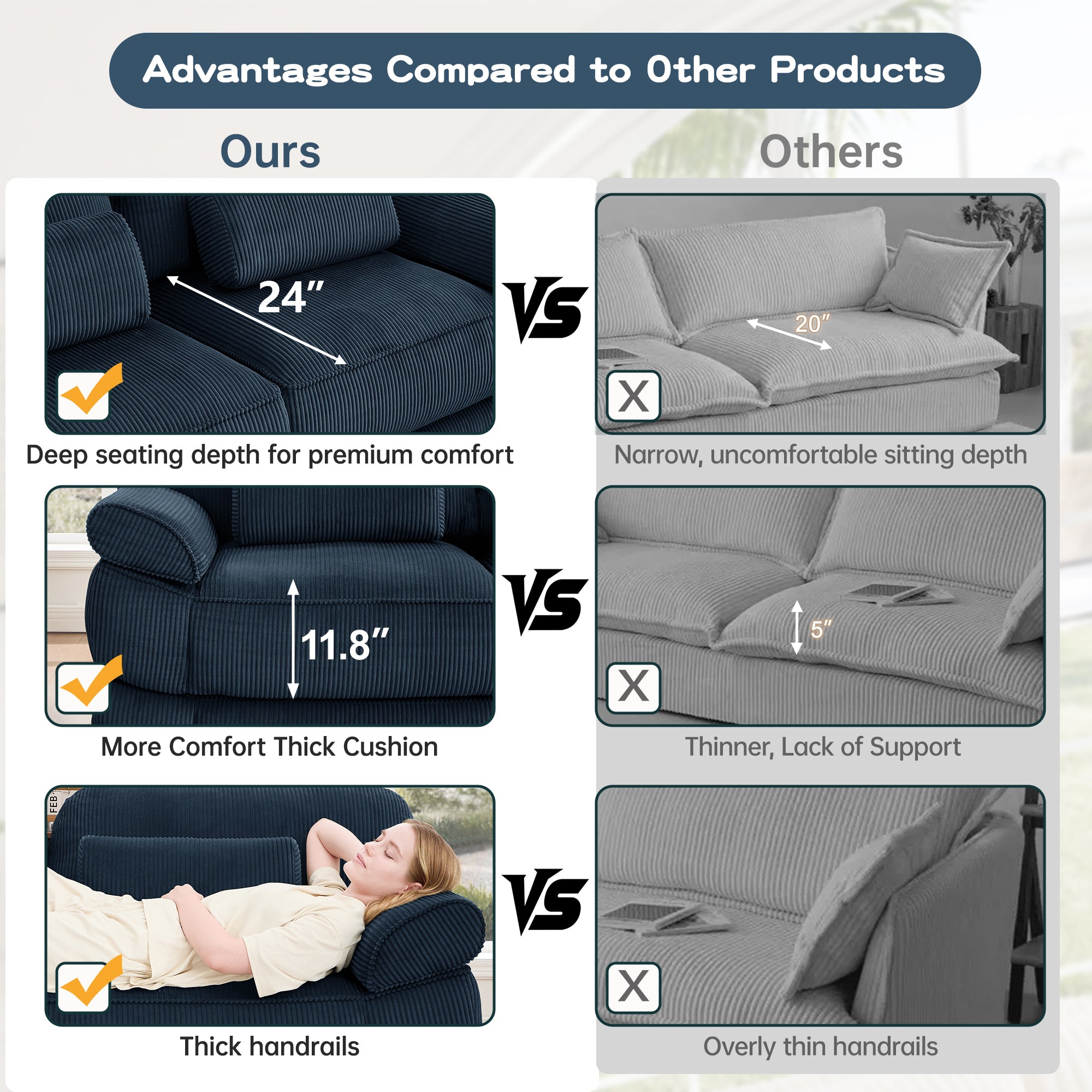 Lunaro Luxe Ribbed Corduroy Modular Sofa
