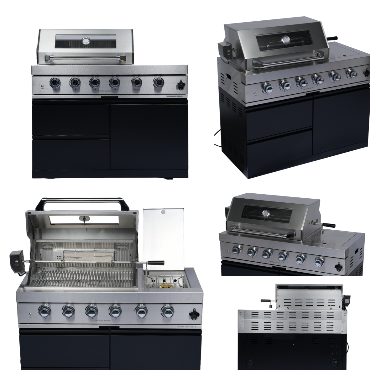 98" 4-Burner 72,000 BTU Stainless Steel Outdoor Kitchen Island Grill with Wine Cooler, Rotisserie & Storage