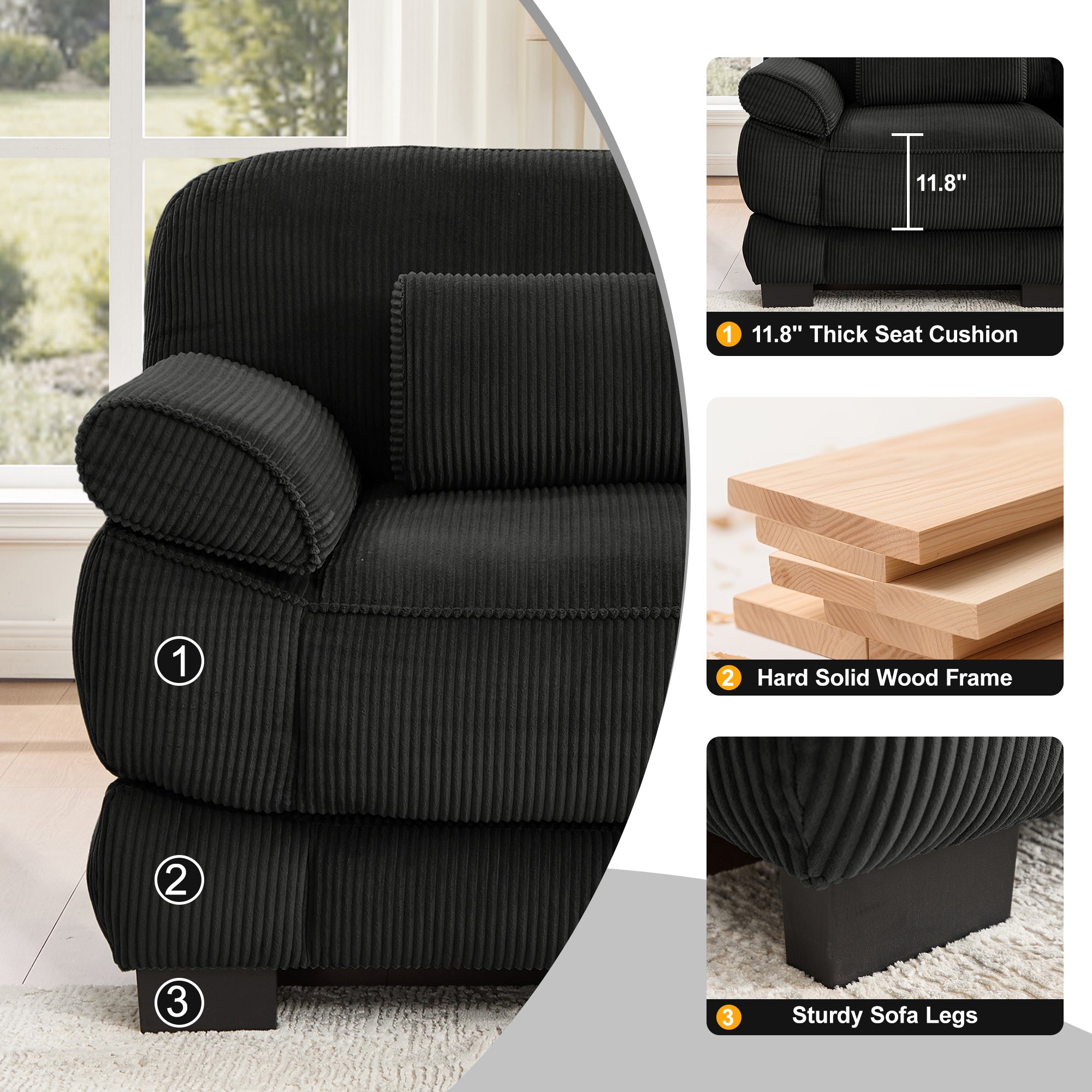 Lunaro Luxe Ribbed Corduroy Modular Sofa