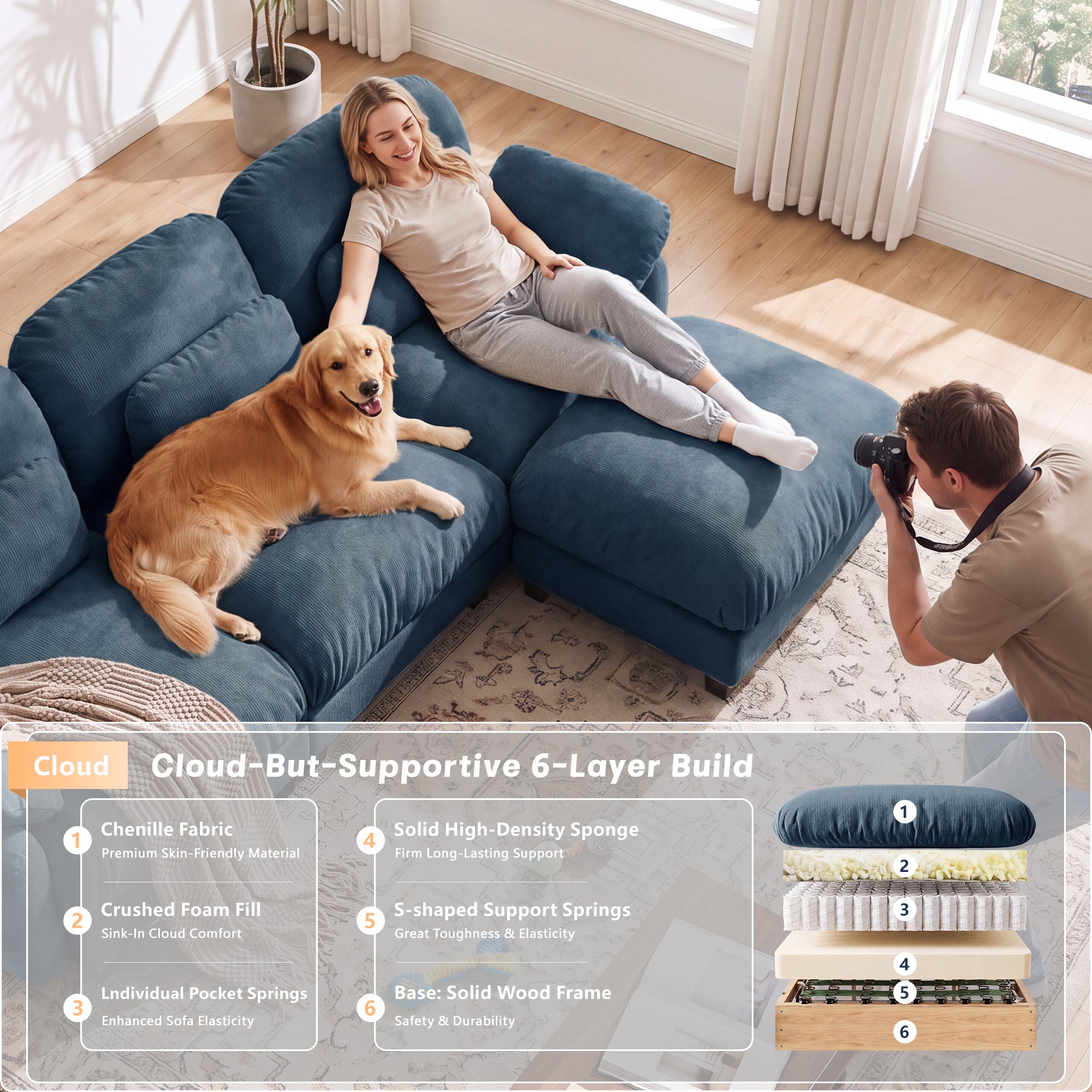 Cloudmere Modern Chenille Modular Sofa