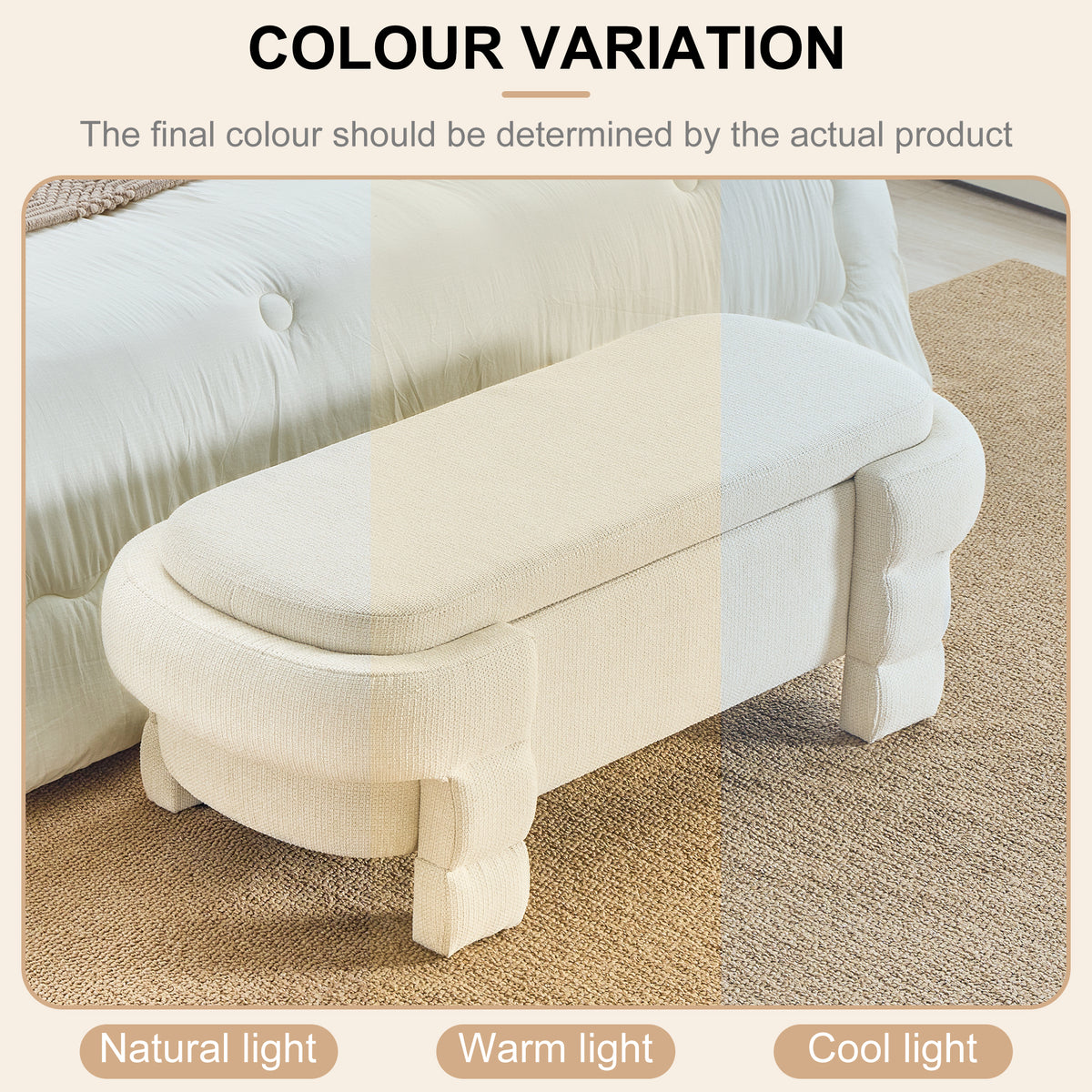 48.8" Chenille Storage Bench with Cushioned Seat