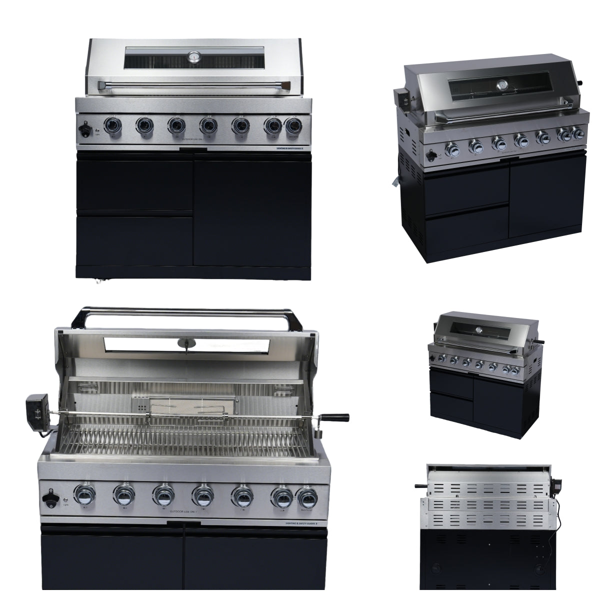 82" 6-Burner 85,000 BTU Stainless Steel Outdoor Kitchen Island Grill with Wine Cooler & Rotisserie