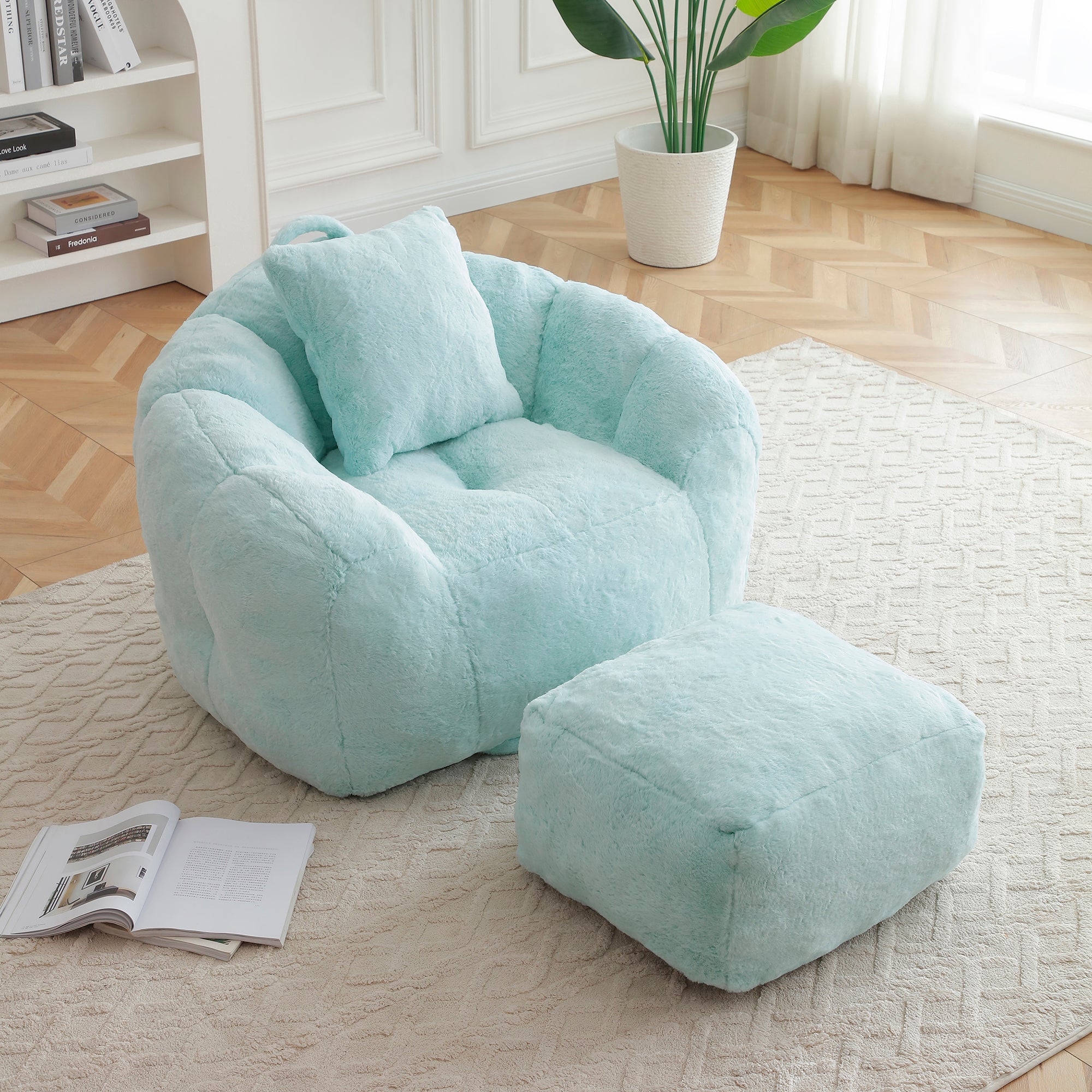 Foam Bean Bag Chair with Footrest