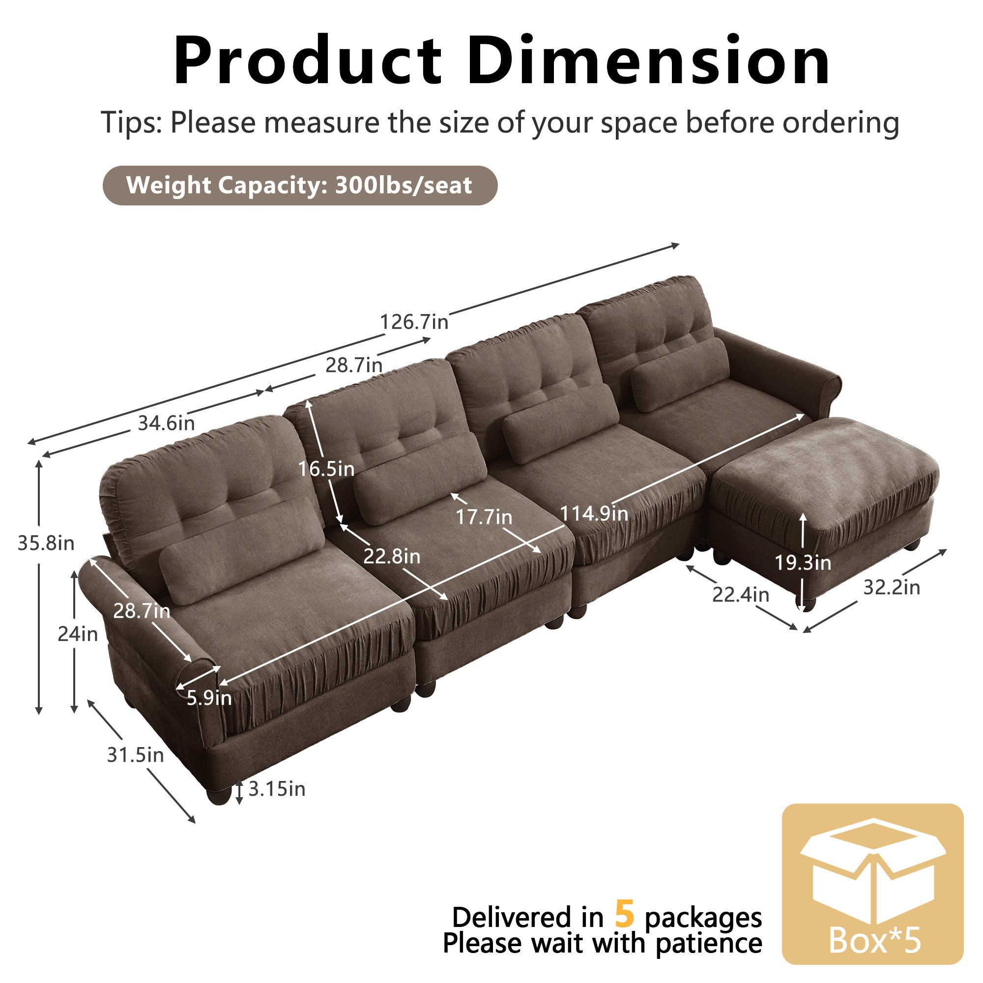Roselle Classic Chenille Modular Sofa