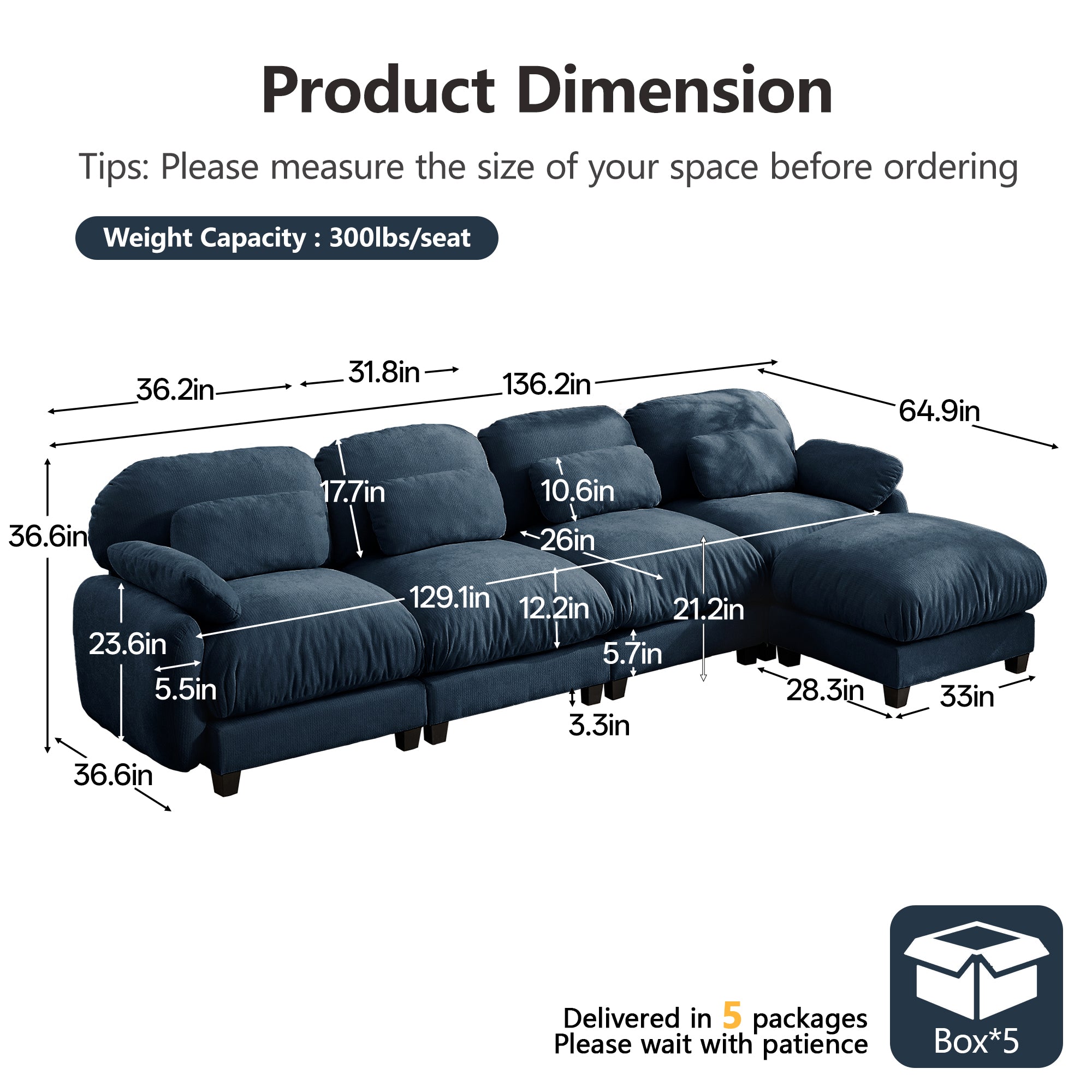 Cloudmere Modern Chenille Modular Sofa