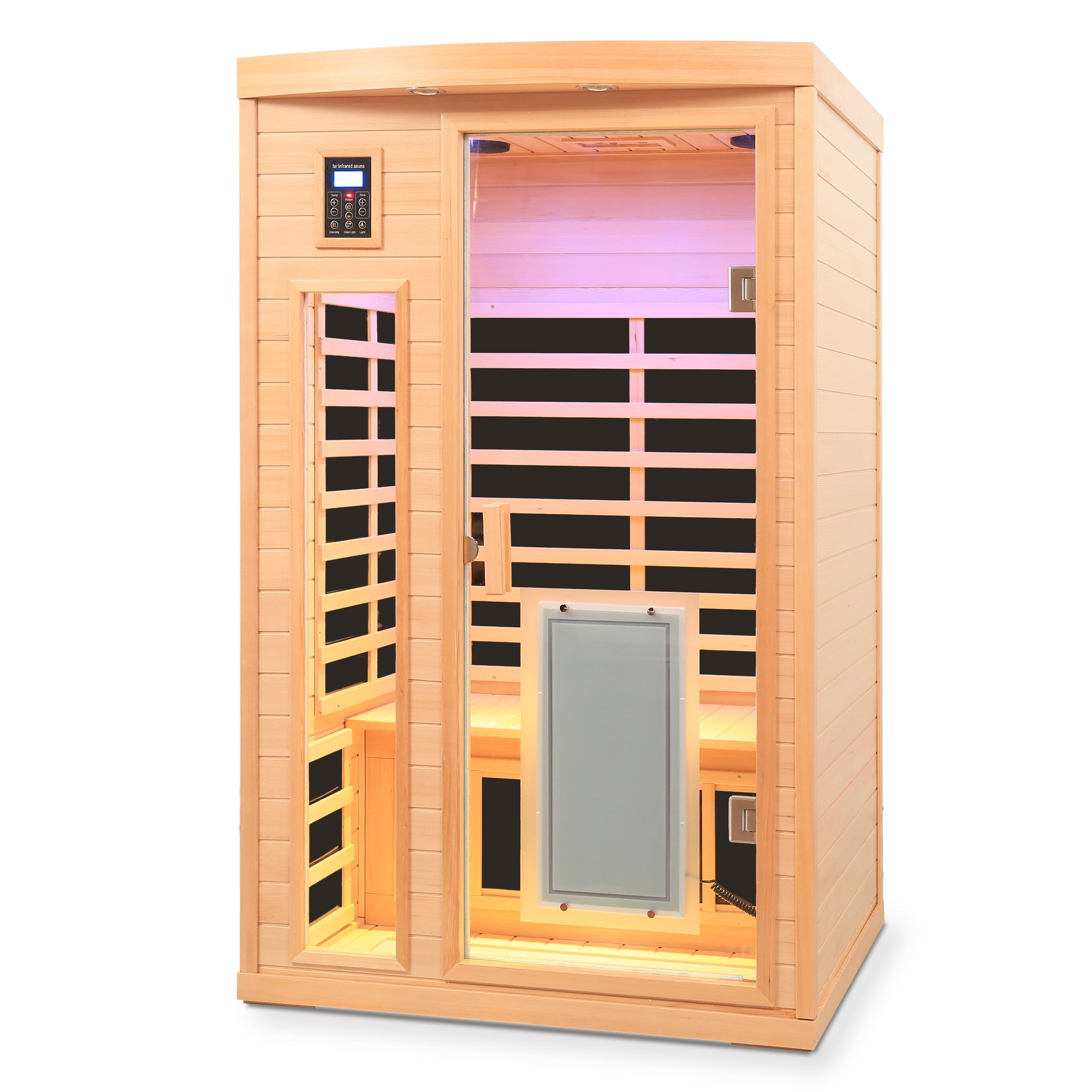 Low EMF Hemlock Far-Infrared 2-Person Indoor Sauna with Glass Door Heater