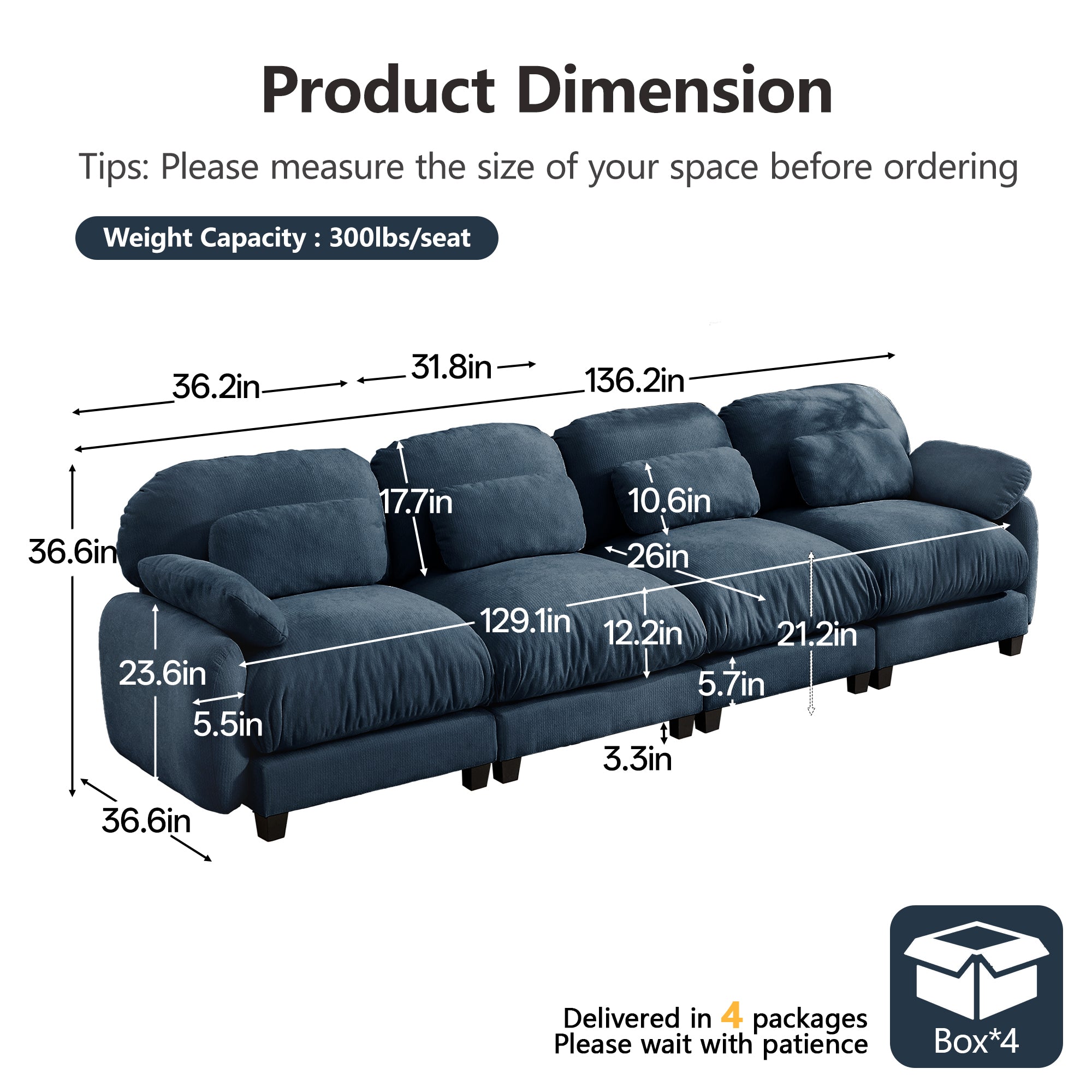 Cloudmere Modern Chenille Modular Sofa